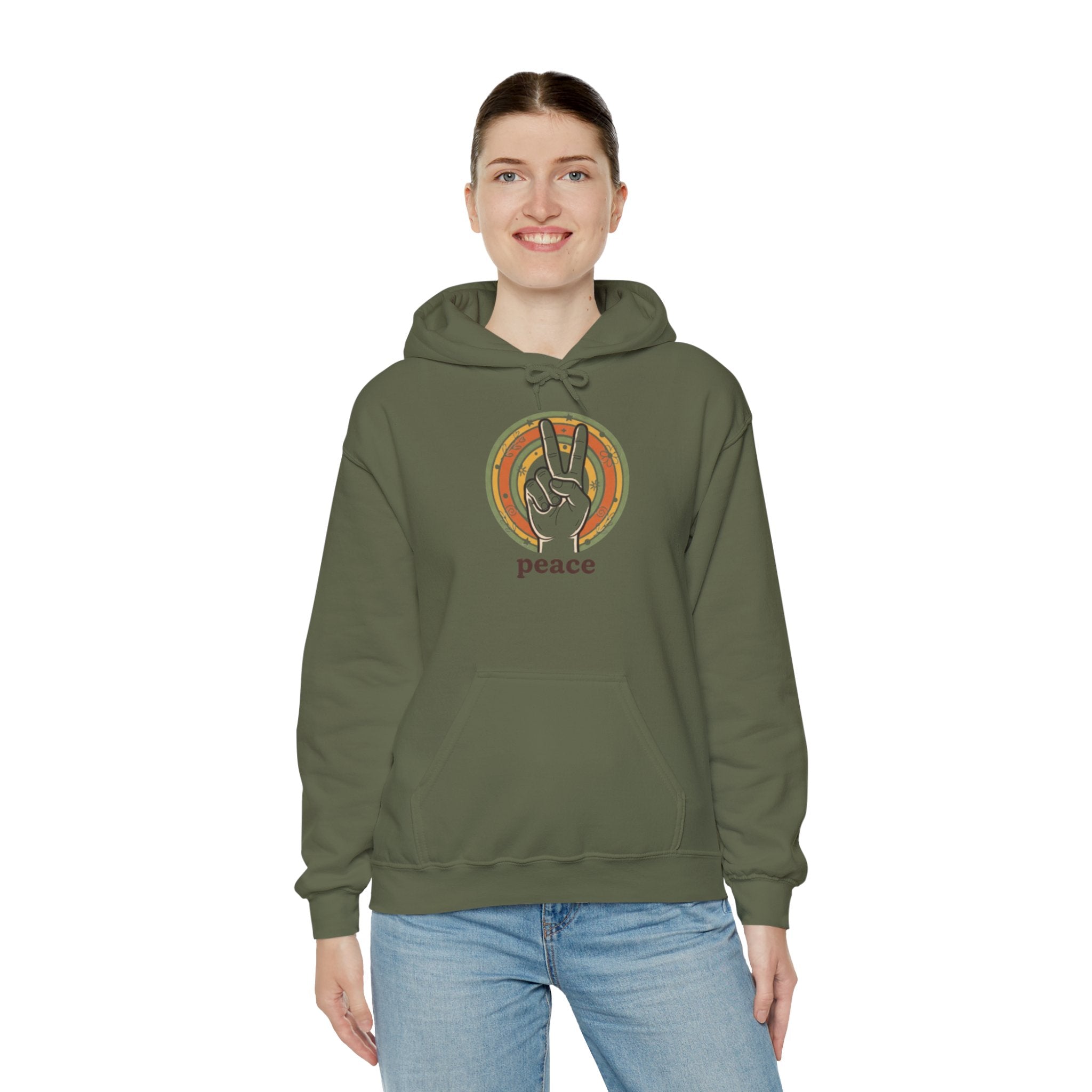 Peace Sign Hoodie — Retro Vibe Peace Hand Graphic Sweatshirt