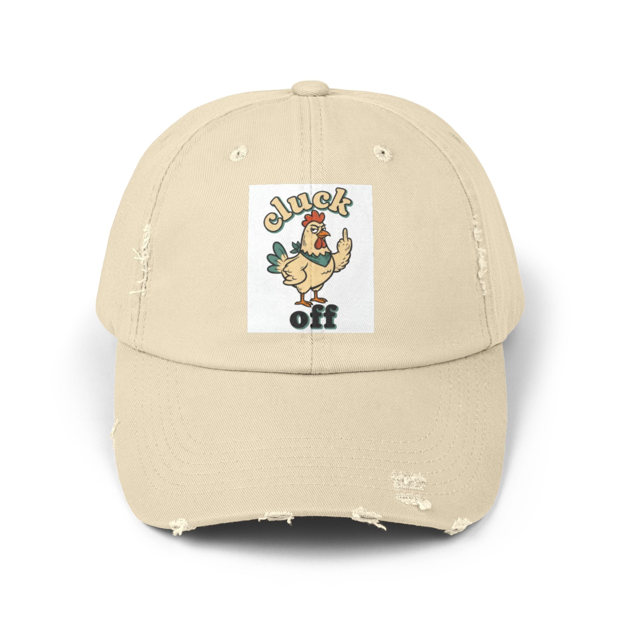 Cluck Off' Retro Rooster Distressed Hat