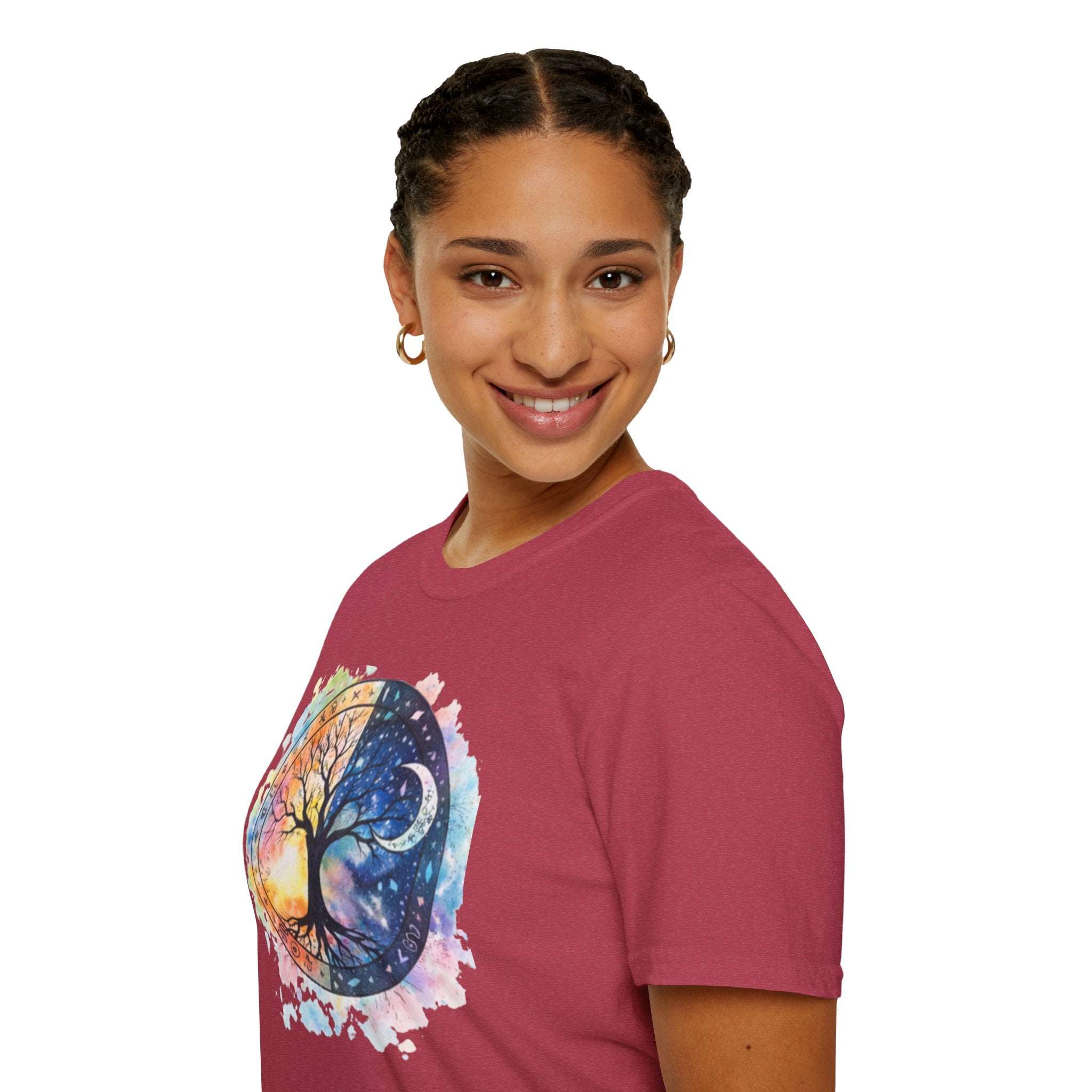 Tree of Life Yin Yang T-Shirt — Watercolor Sun & Moon Graphic Tee