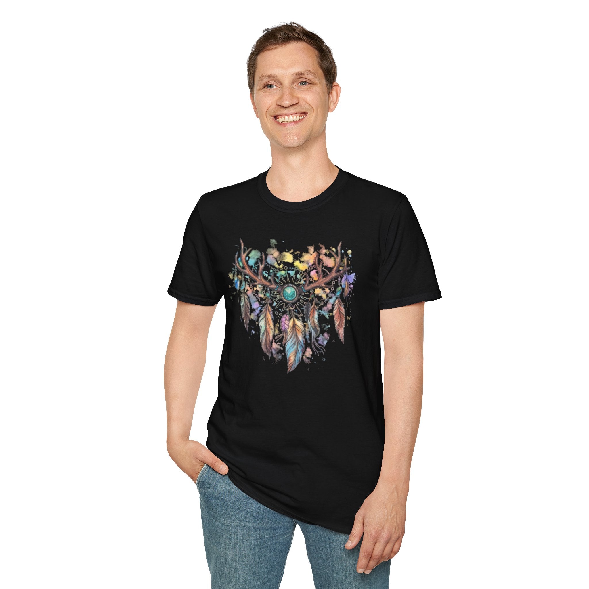 Boho Antler Dreamcatcher Watercolor T-Shirt