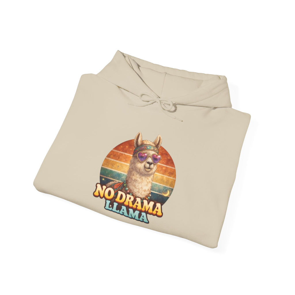 No Drama Llama Hoodie – Retro Sunset Graphic Pullover