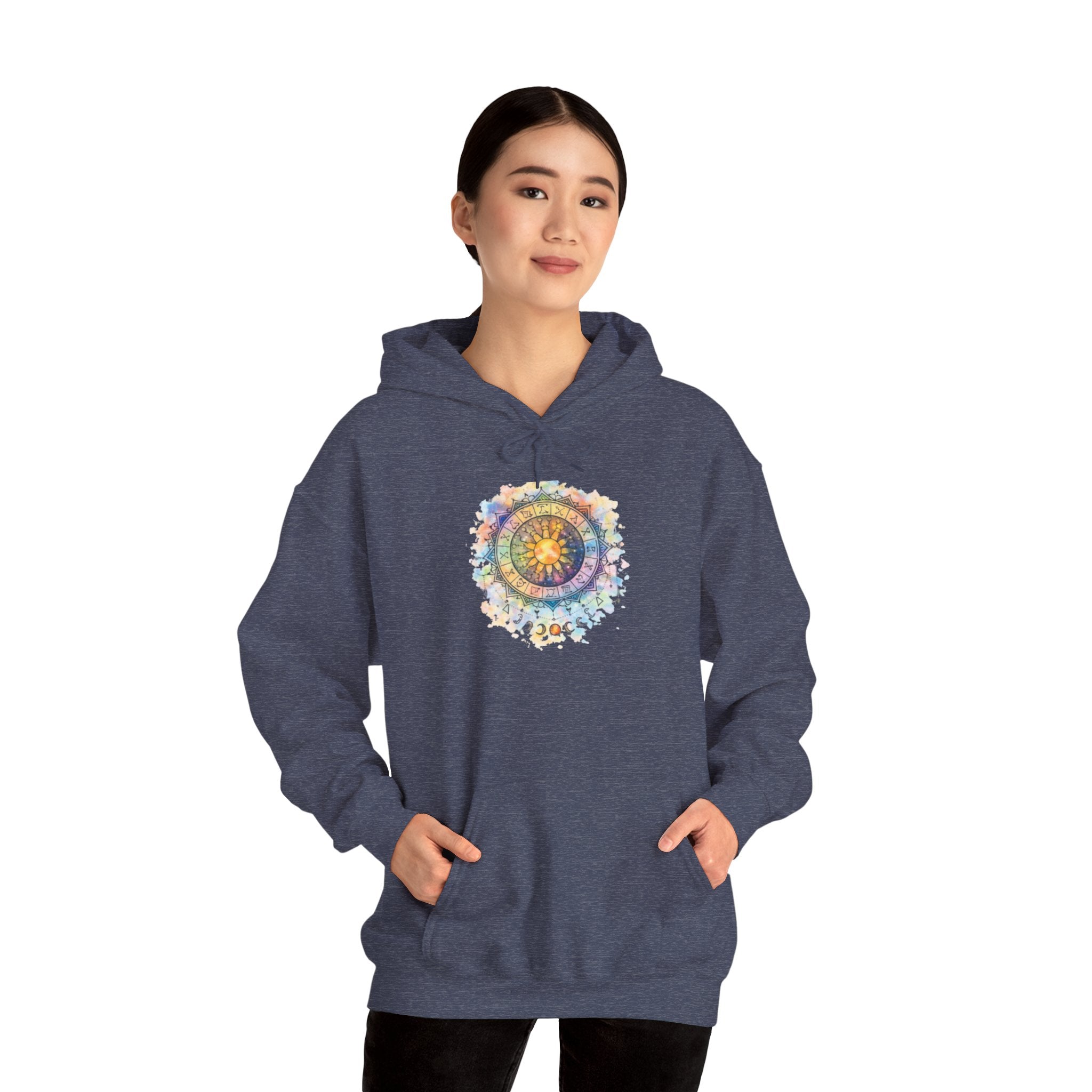 Astrology Compass Hoodie — Boho Tie-Dye Mandala Graphic