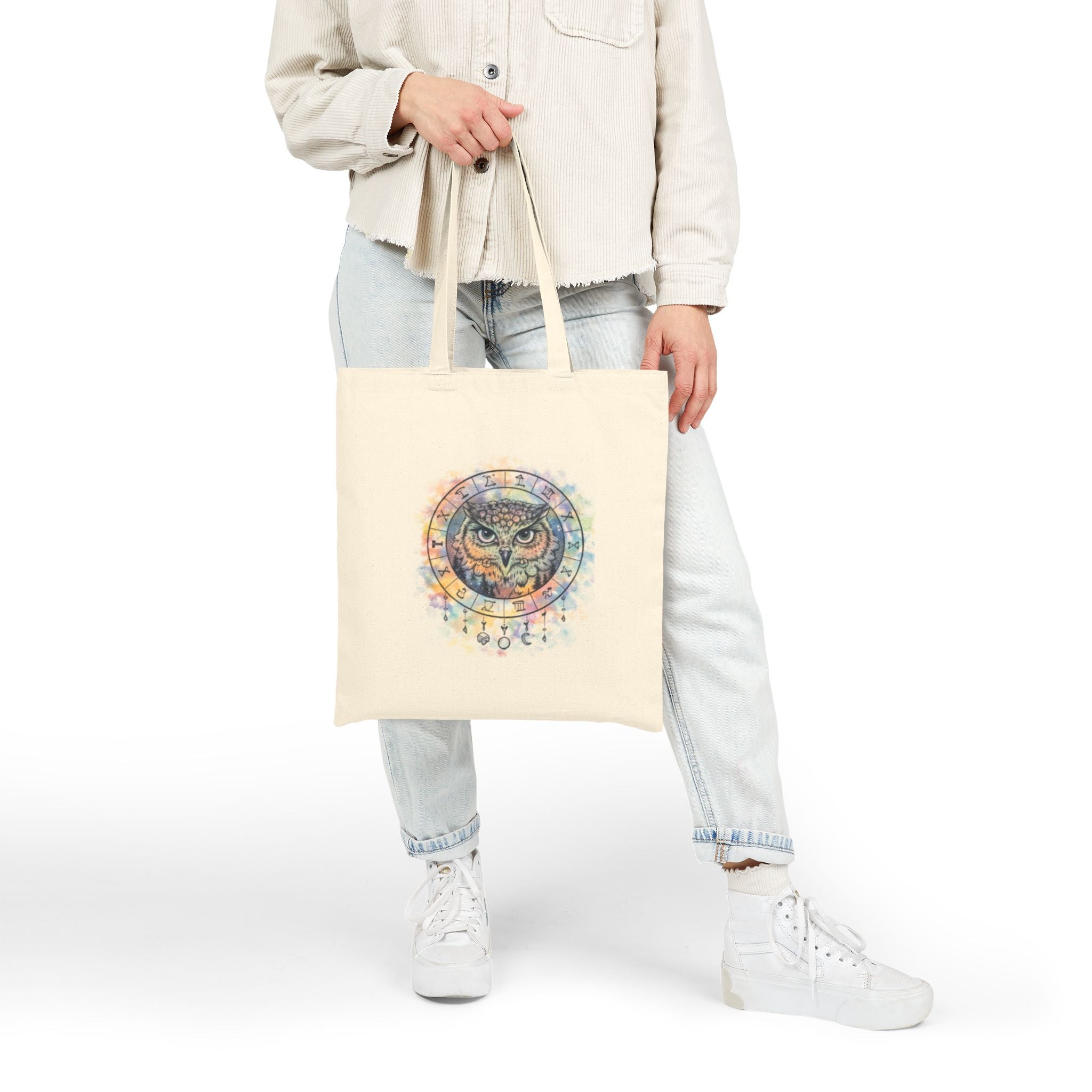 Zodiac Owl- Cotton Canvas Tote Bag