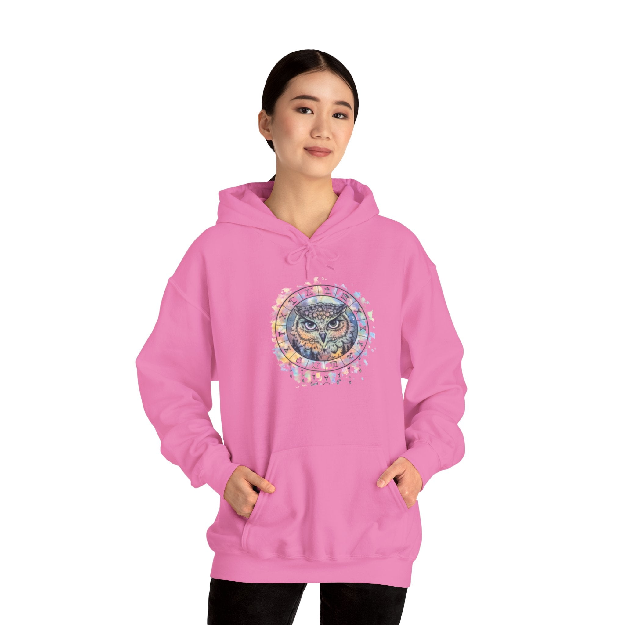 Owl Mandala Hoodie — Colorful Spiritual Owl Graphic Sweatshirt