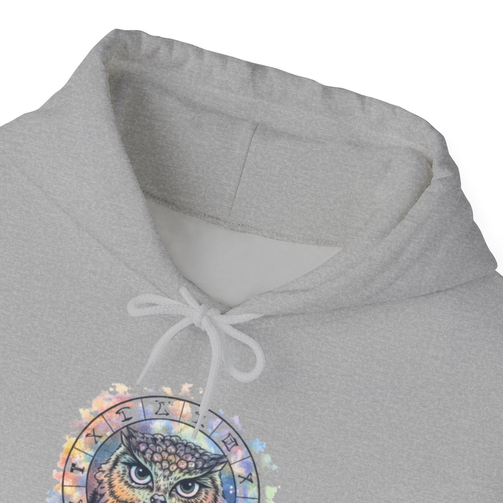Owl Mandala Hoodie — Colorful Spiritual Owl Graphic Sweatshirt