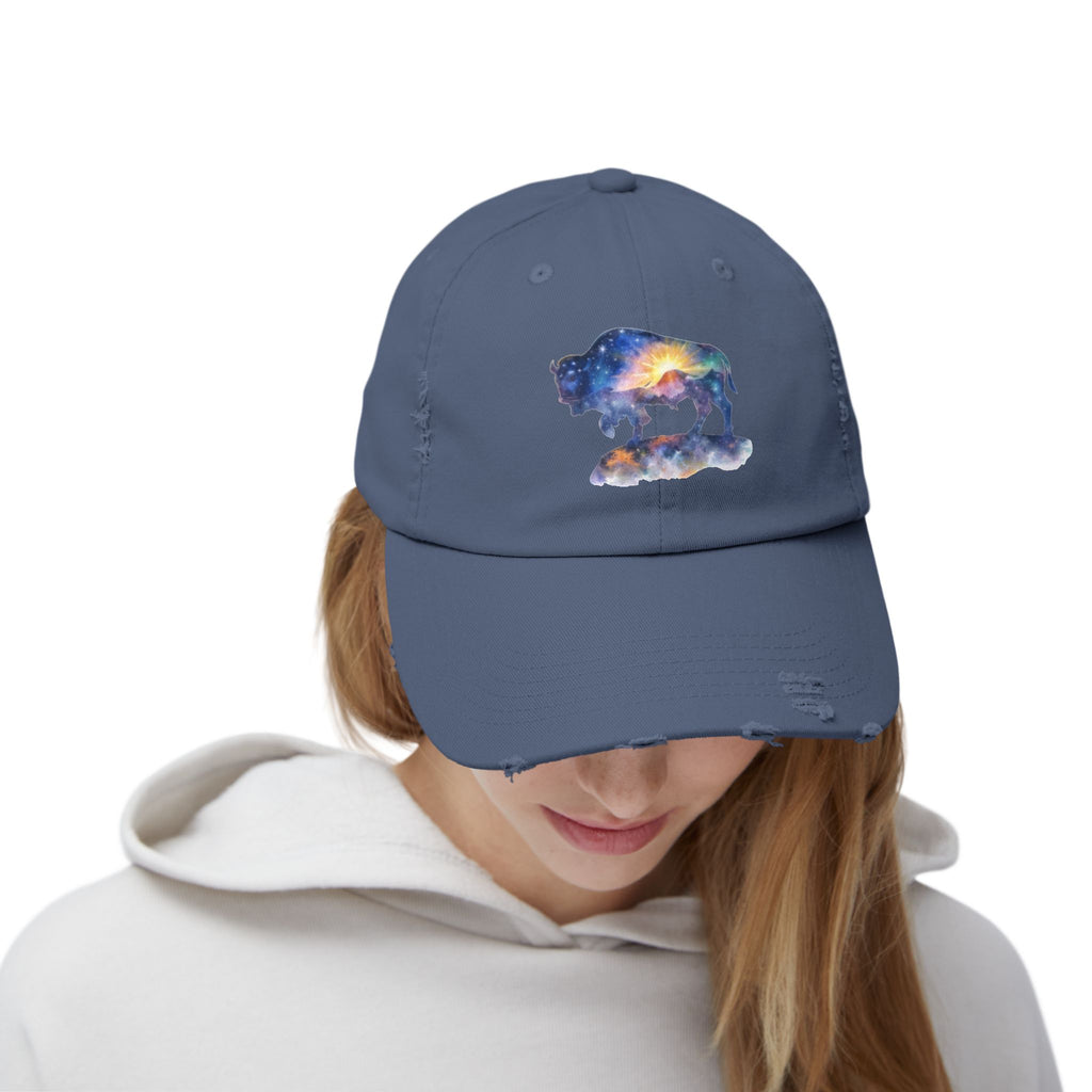 Distressed Bison Hat — Galaxy Sky Bison Cap