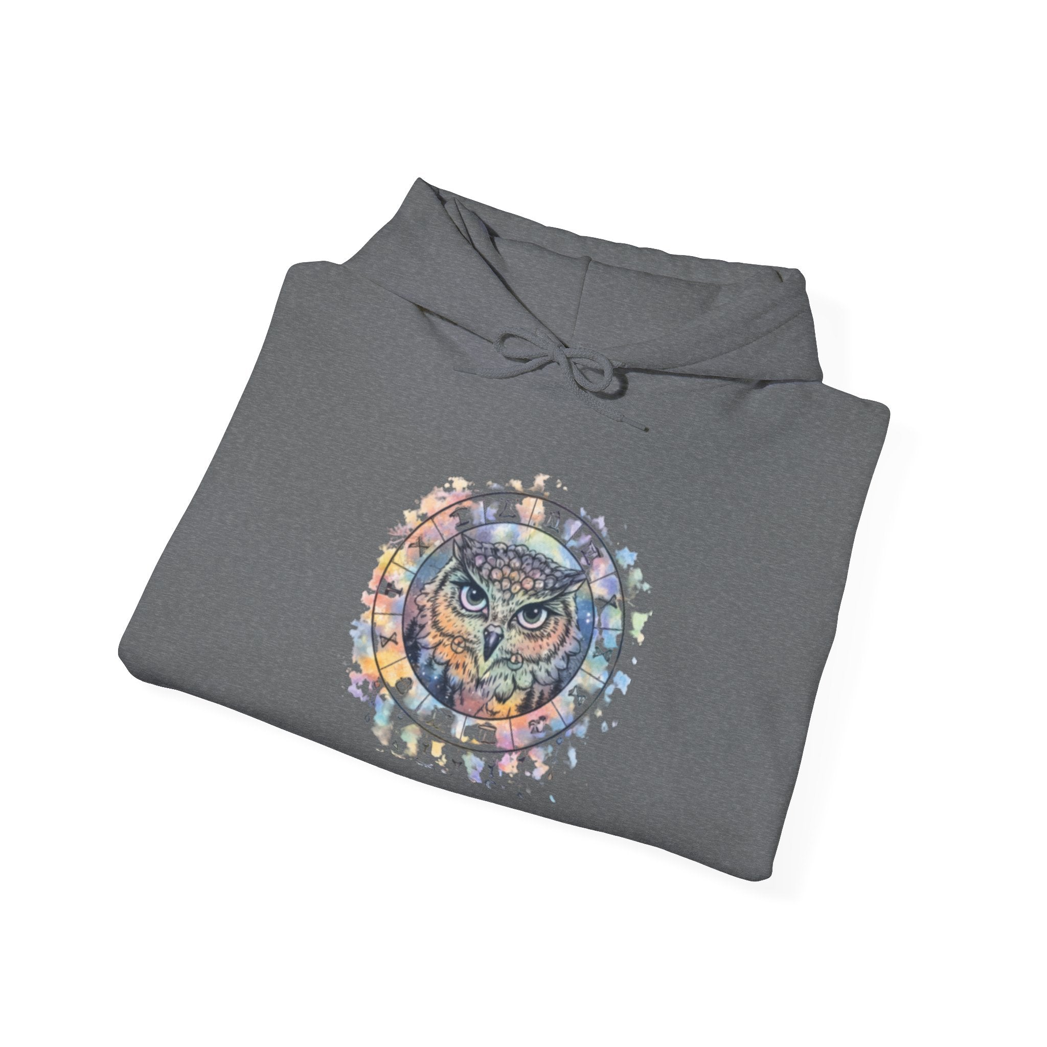 Owl Mandala Hoodie — Colorful Spiritual Owl Graphic Sweatshirt