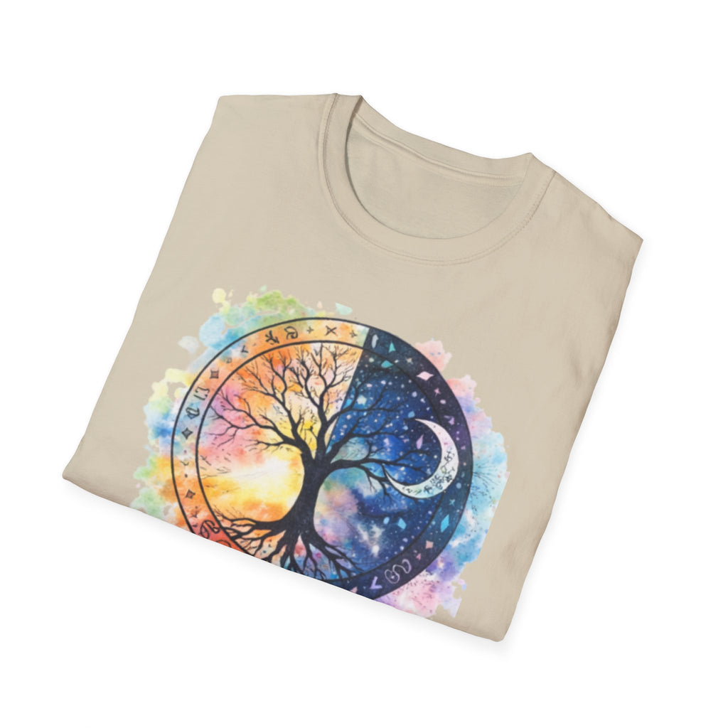 Tree of Life Yin Yang T-Shirt — Watercolor Sun & Moon Graphic Tee