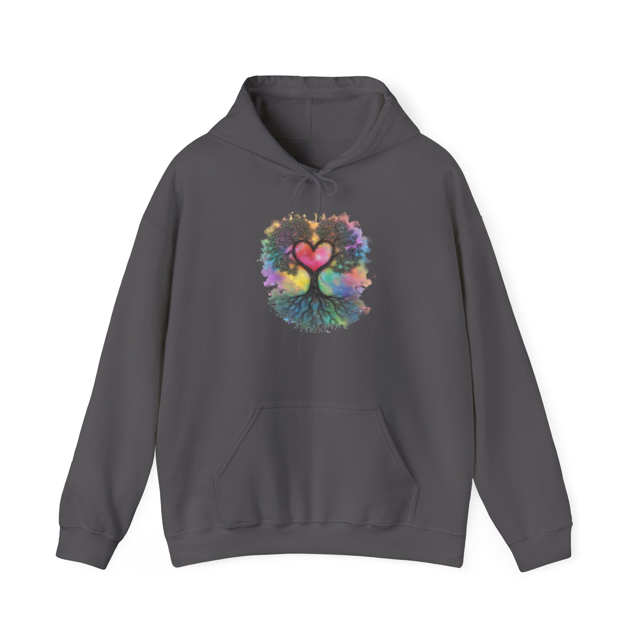 Rainbow Heart Tree Hoodie — Vibrant Spiritual Love Pullover