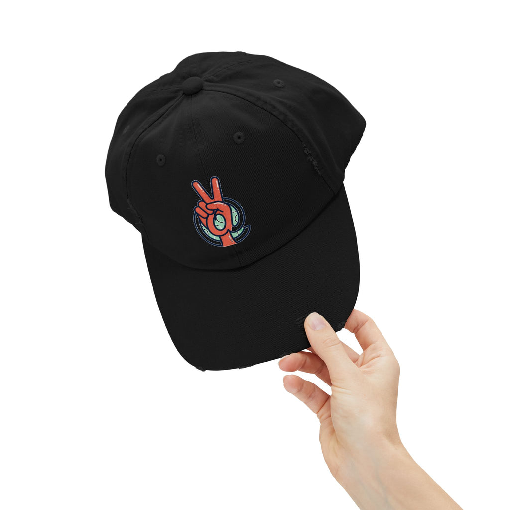 Peace Hand Distressed Cap — Vintage Peace Sign Baseball Hat