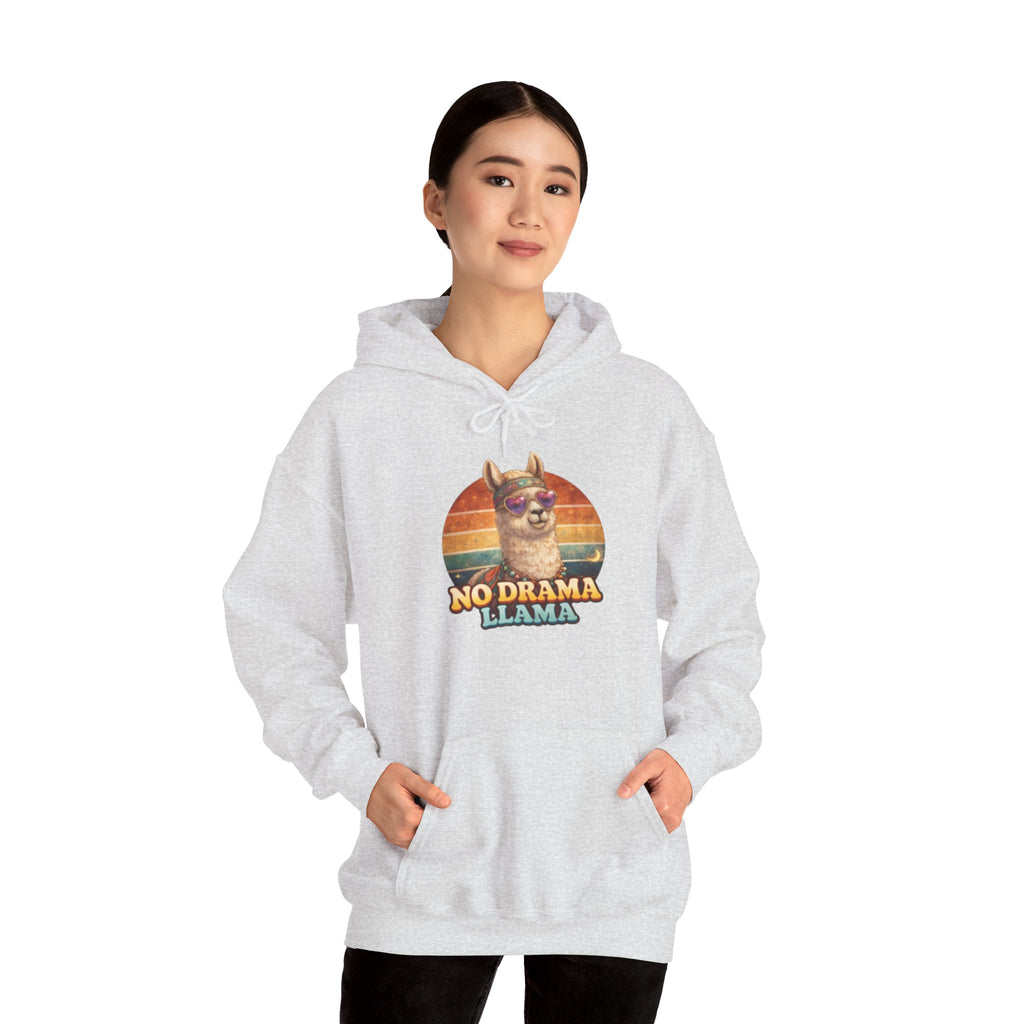 No Drama Llama Hoodie – Retro Sunset Graphic Pullover