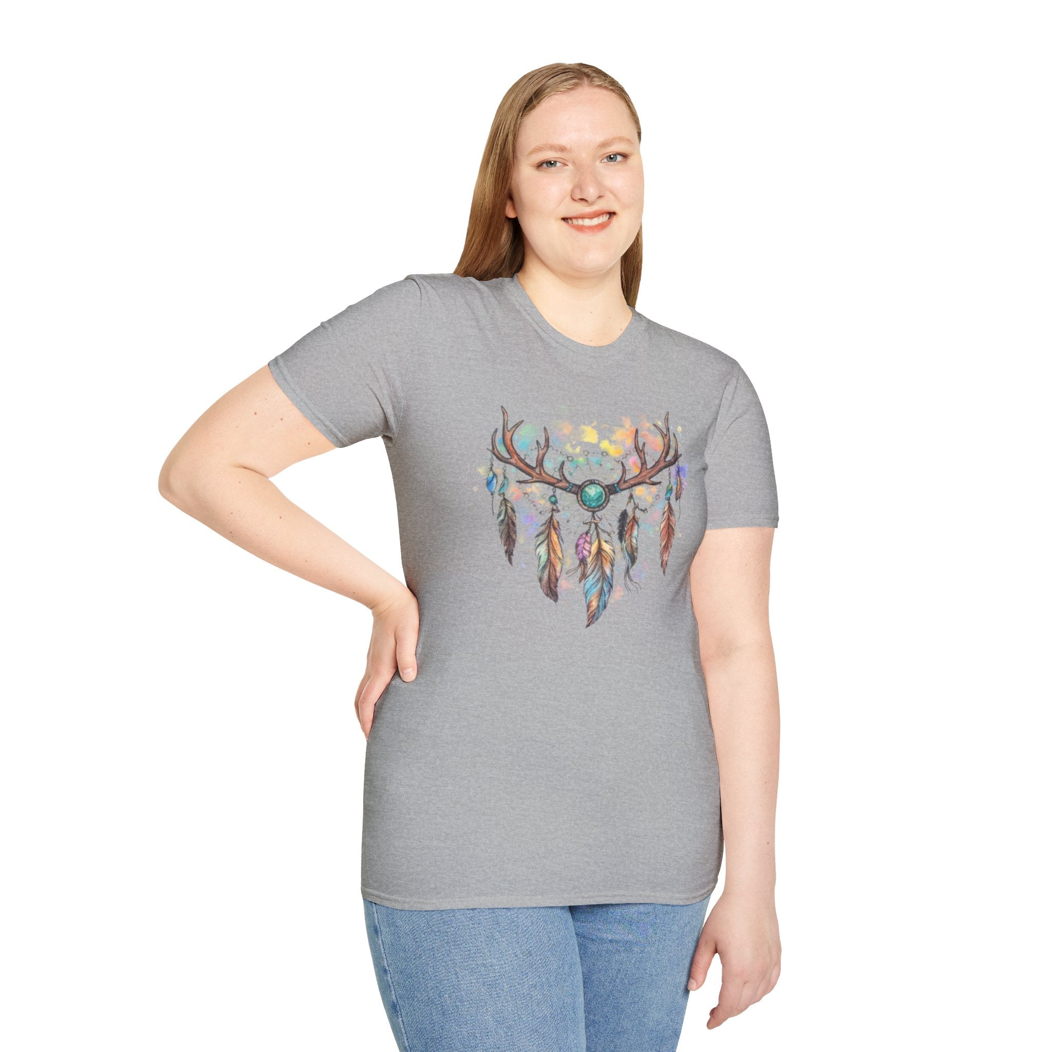 Boho Antler Dreamcatcher Watercolor T-Shirt