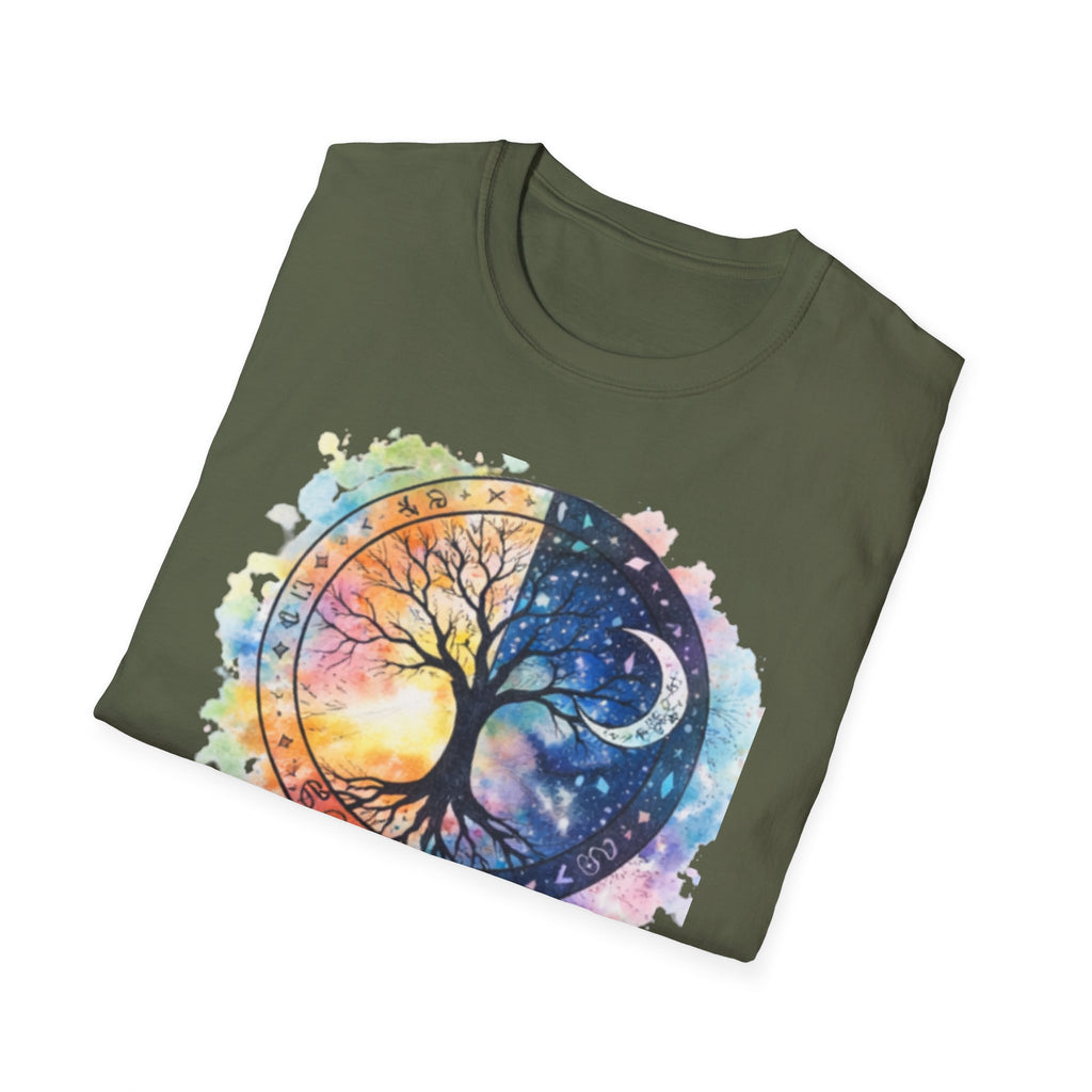 Tree of Life Yin Yang T-Shirt — Watercolor Sun & Moon Graphic Tee