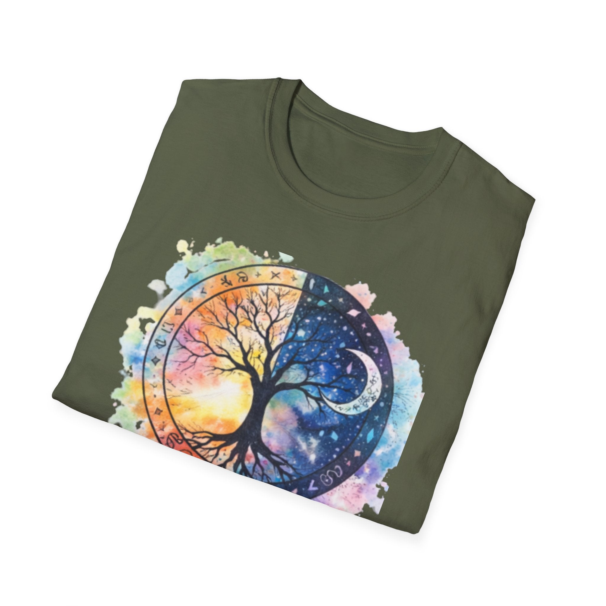 Tree of Life Yin Yang T-Shirt — Watercolor Sun & Moon Graphic Tee