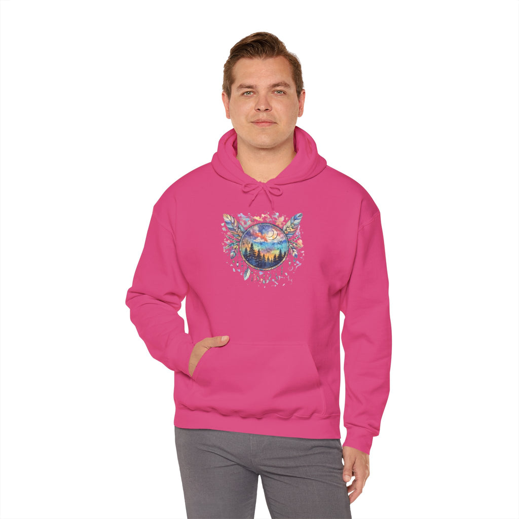 Nature Dreamcatcher Hoodie — Colorful Mountain Sunset Graphic