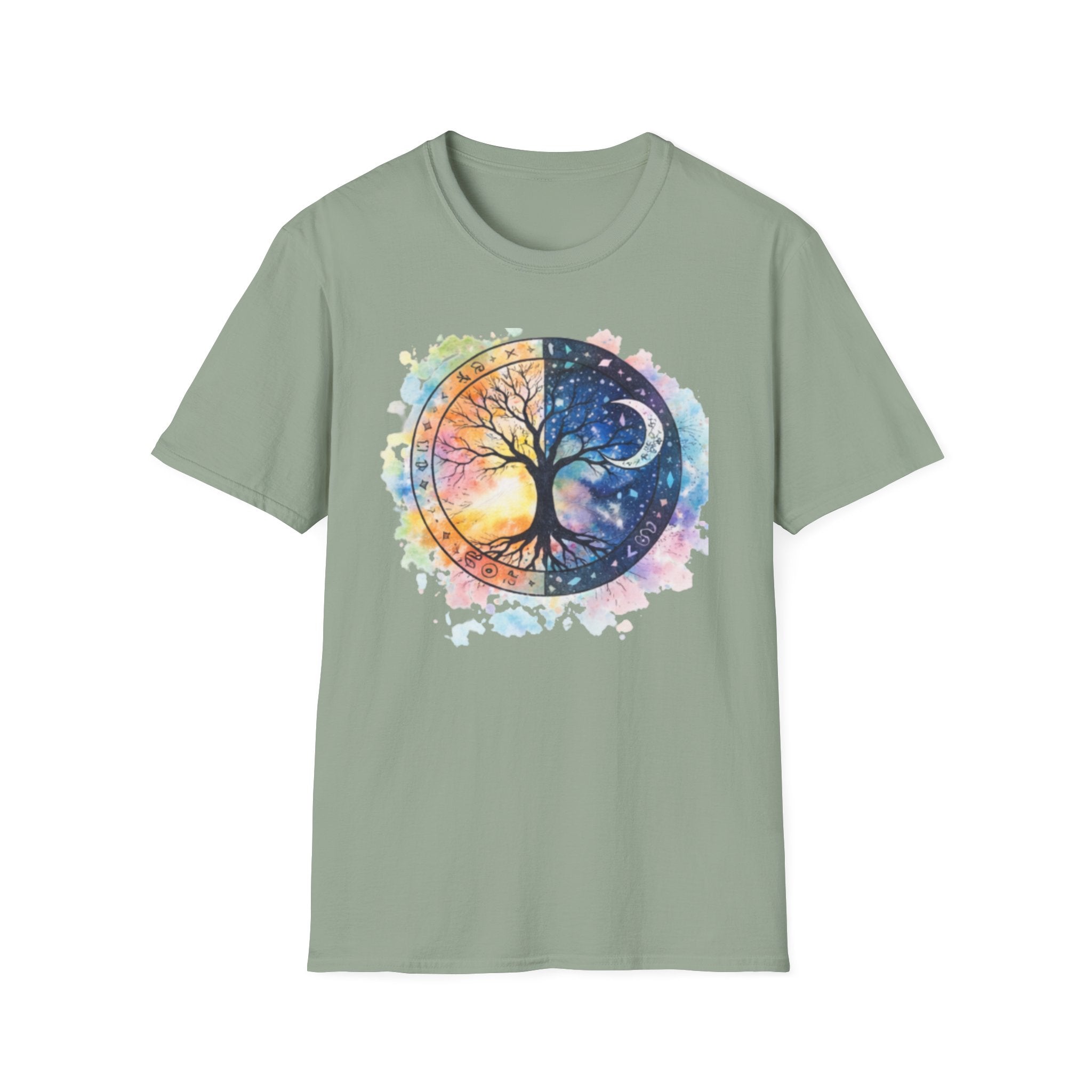 Tree of Life Yin Yang T-Shirt — Watercolor Sun & Moon Graphic Tee