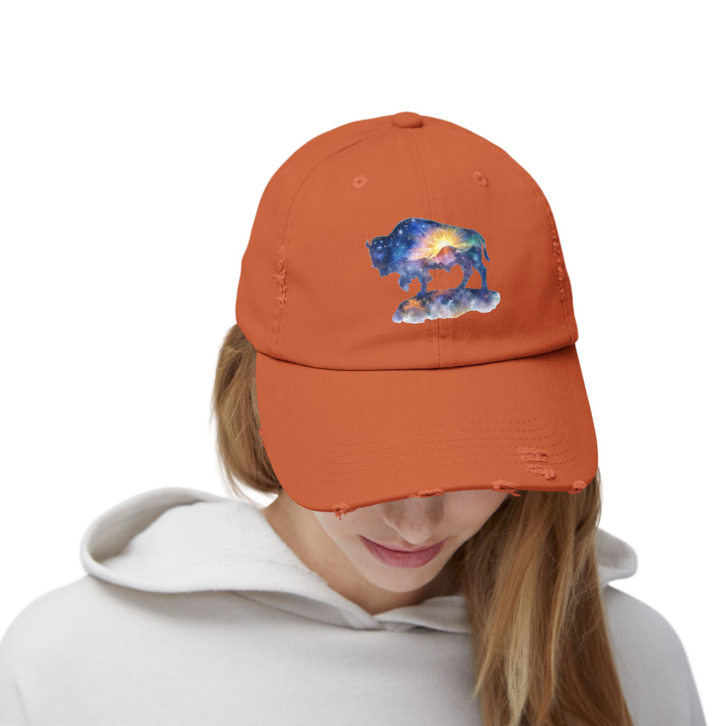 Distressed Bison Hat — Galaxy Sky Bison Cap