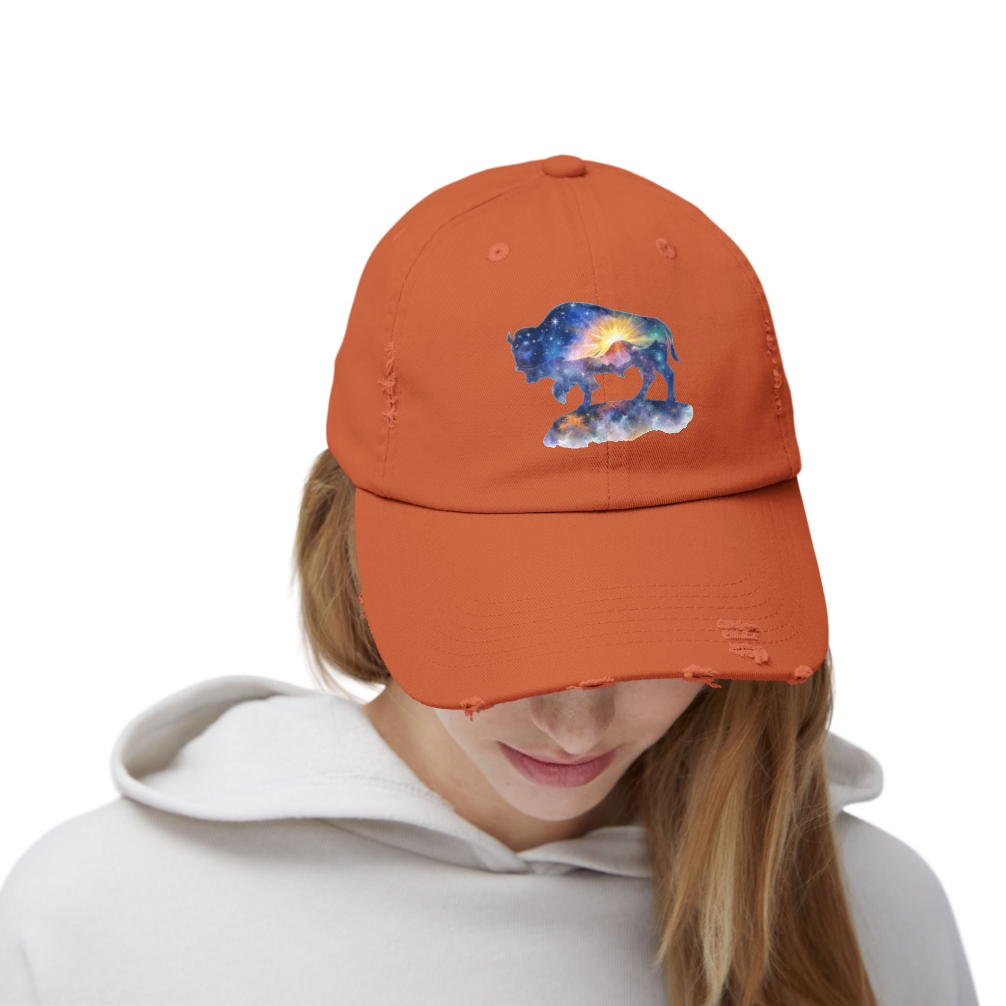 Distressed Bison Hat — Galaxy Sky Bison Cap