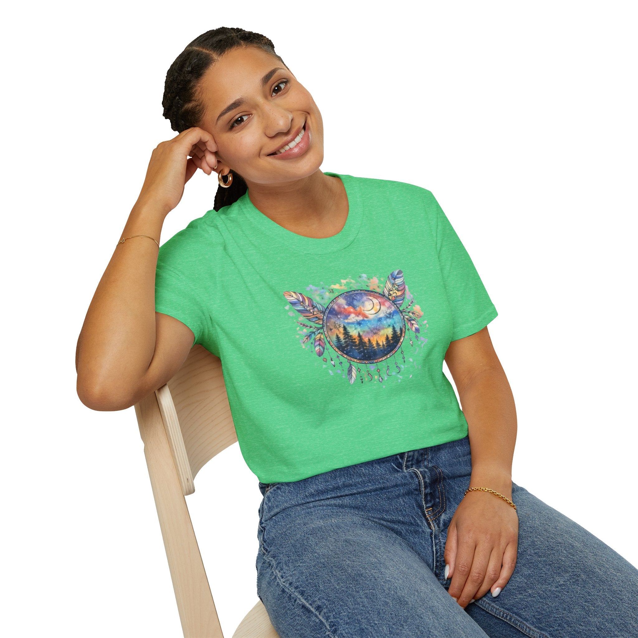Watercolor Dreamcatcher Sunset T-Shirt — Boho Spiritual Tee