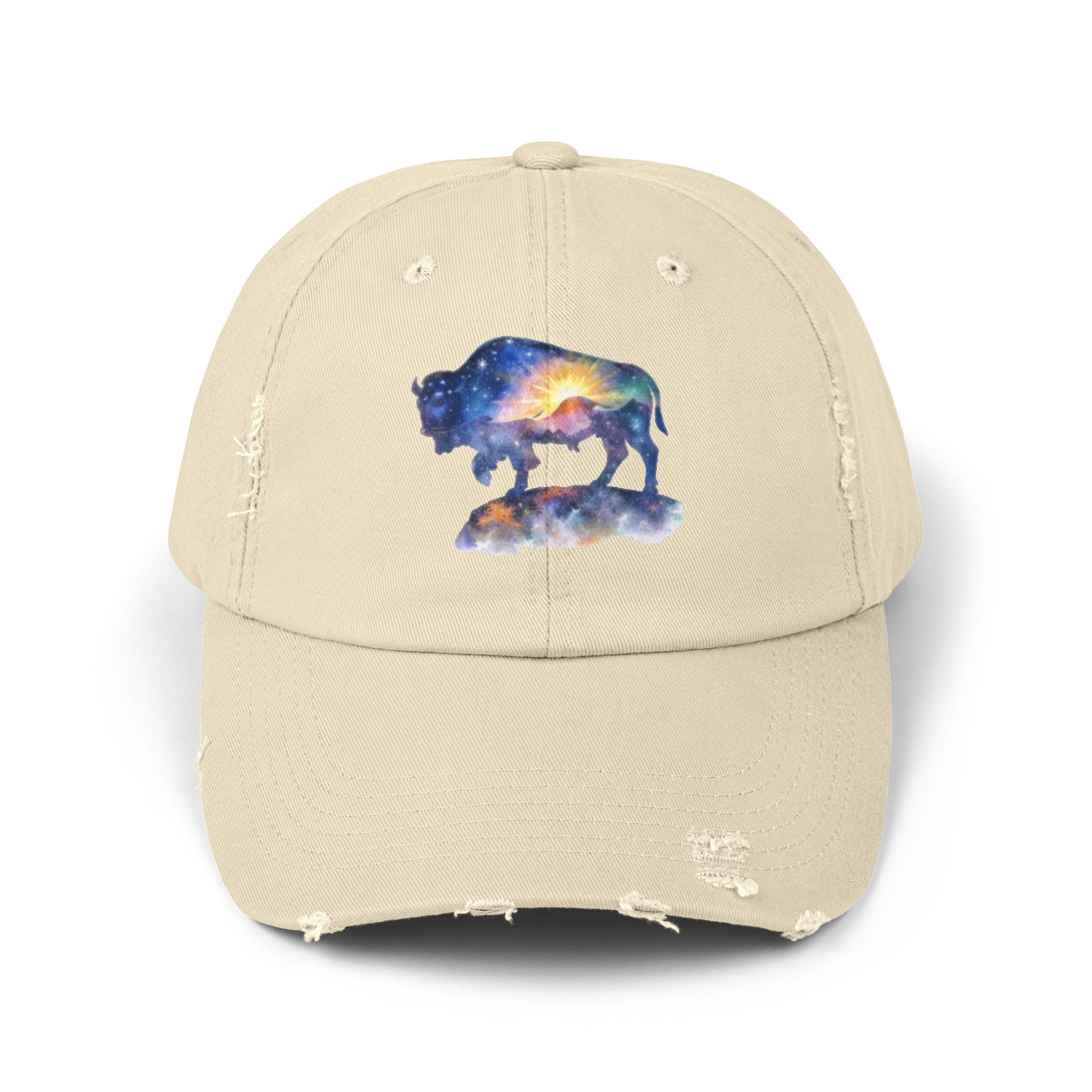 Distressed Bison Hat — Galaxy Sky Bison Cap