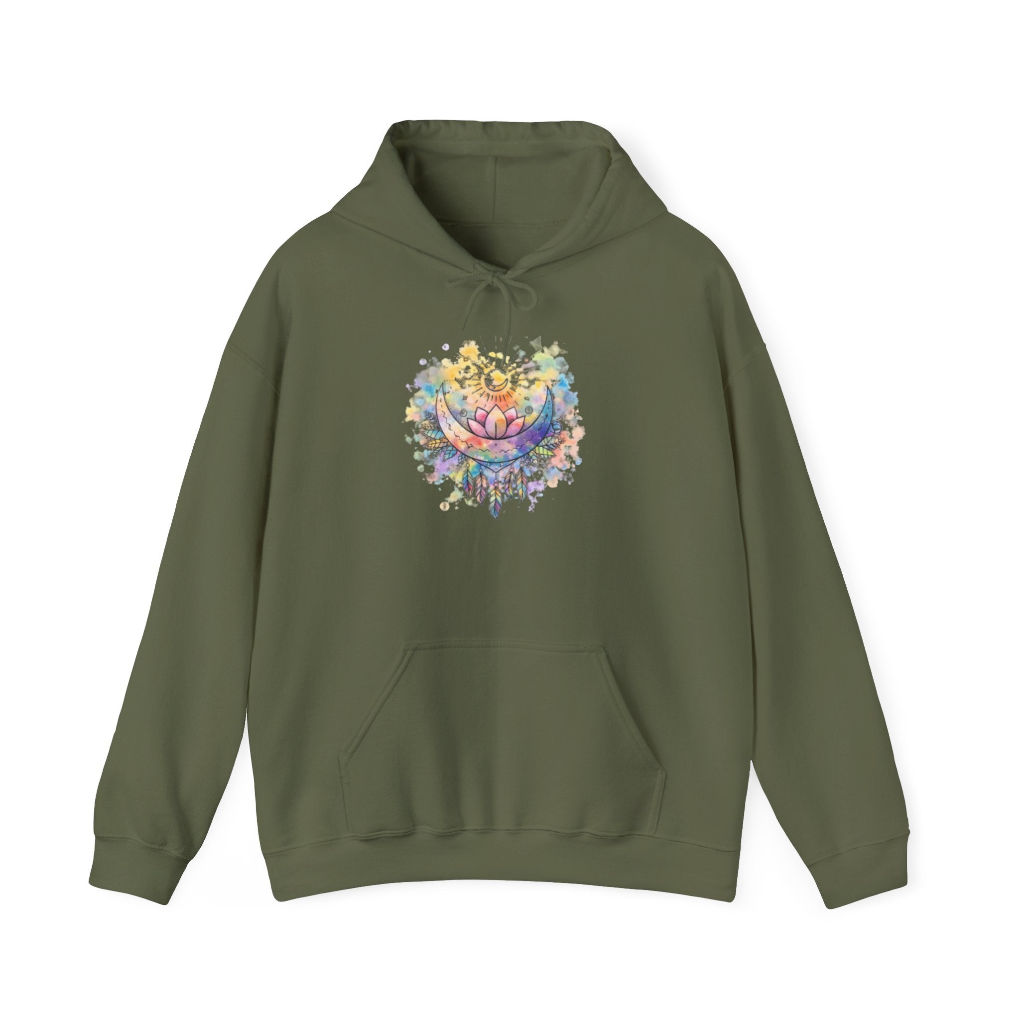Lotus Watercolor Hoodie – Boho Spiritual Yoga Sweatshirt