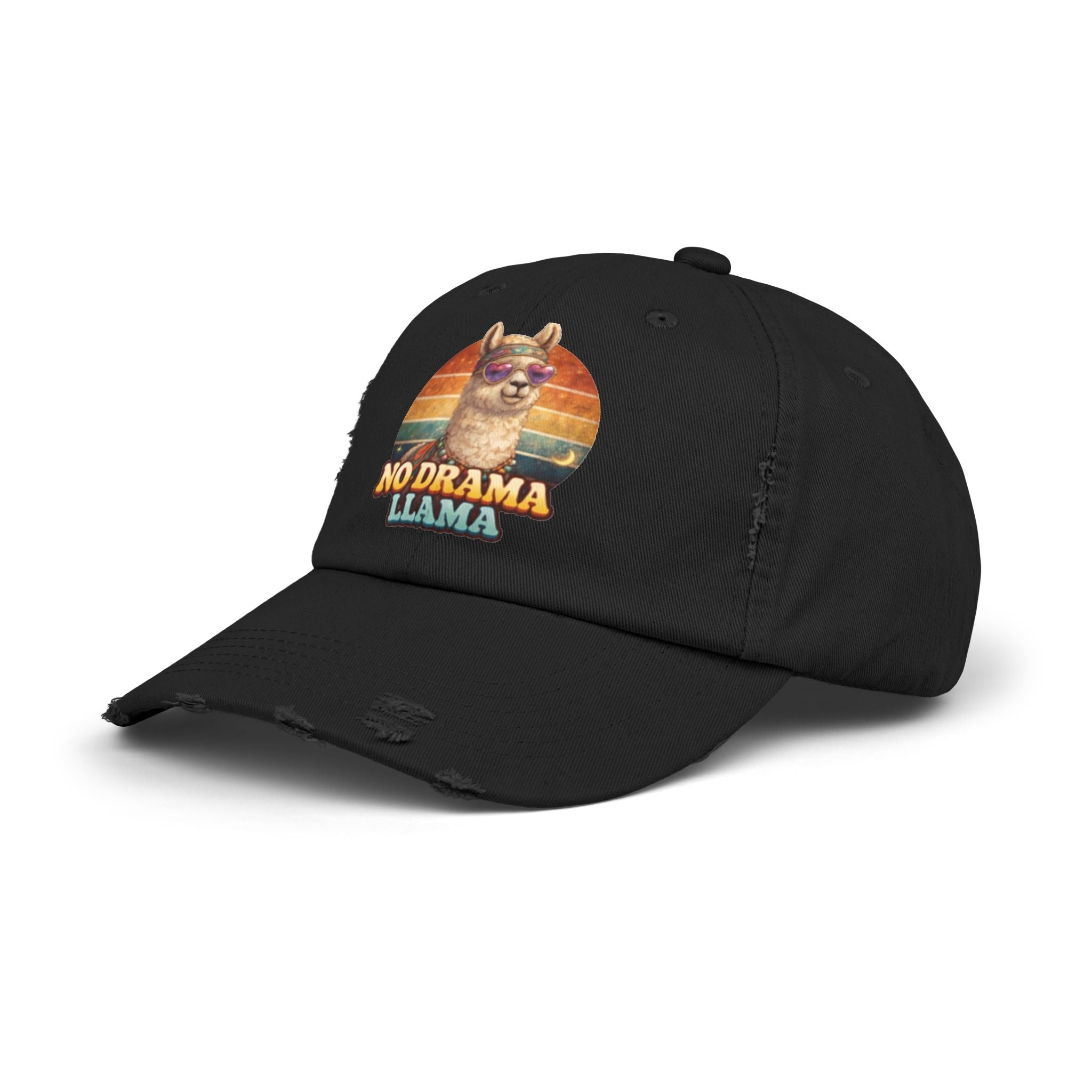 No Drama Llama Distressed Cap — Retro Llama Vintage Baseball Hat