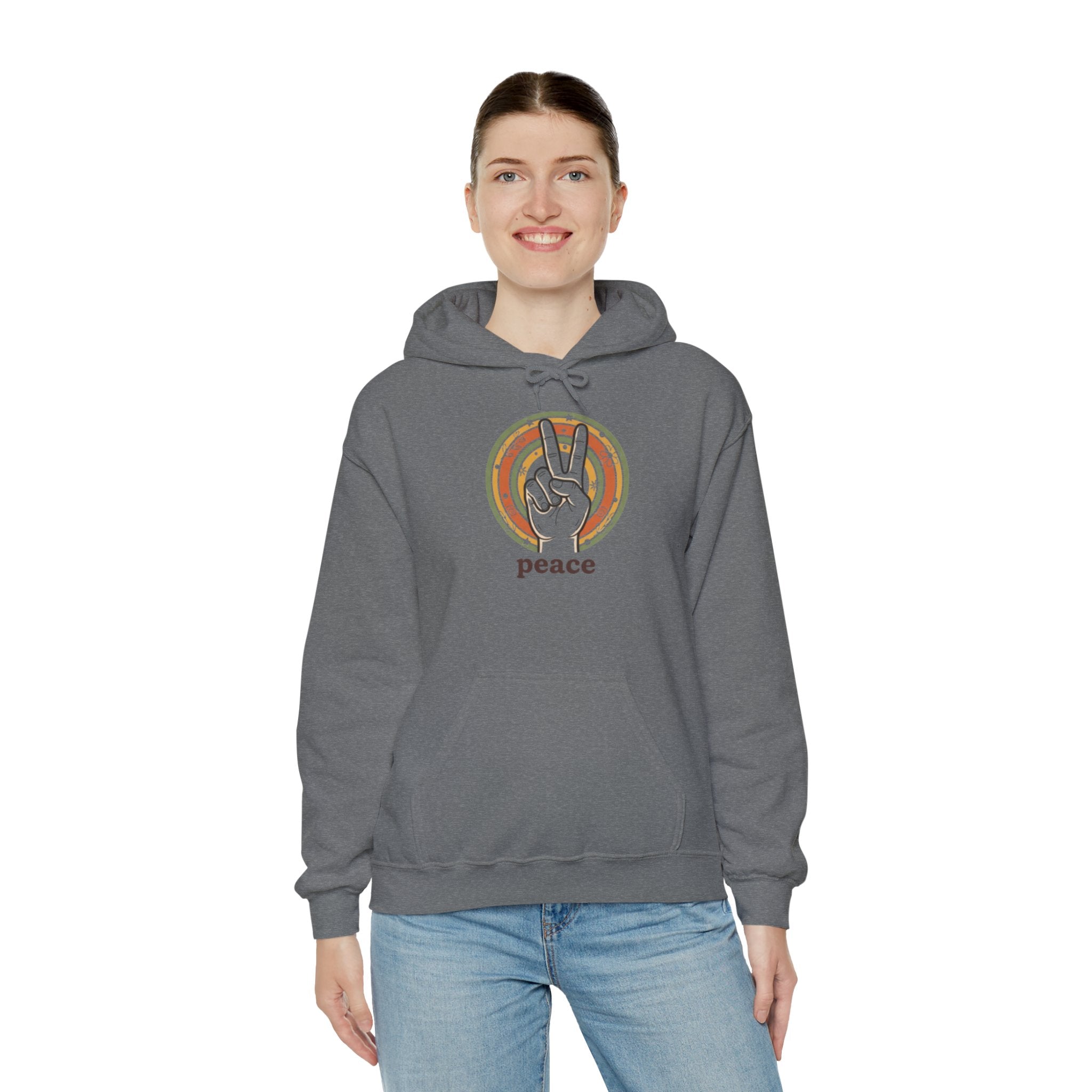 Peace Sign Hoodie — Retro Vibe Peace Hand Graphic Sweatshirt