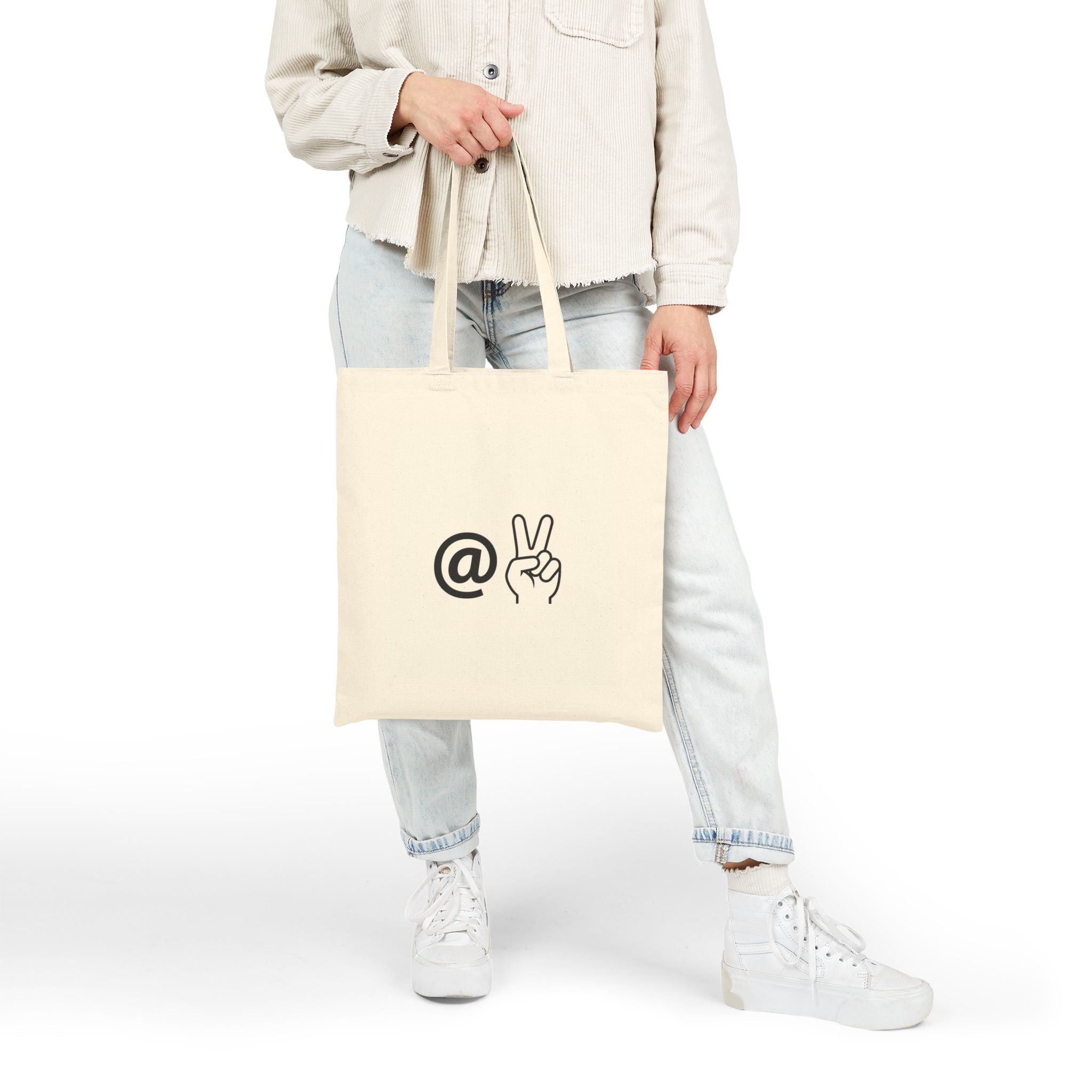 At Peace Canvas Tote Bag — Cotton Canvas Carryall with 'At Peace' Design
