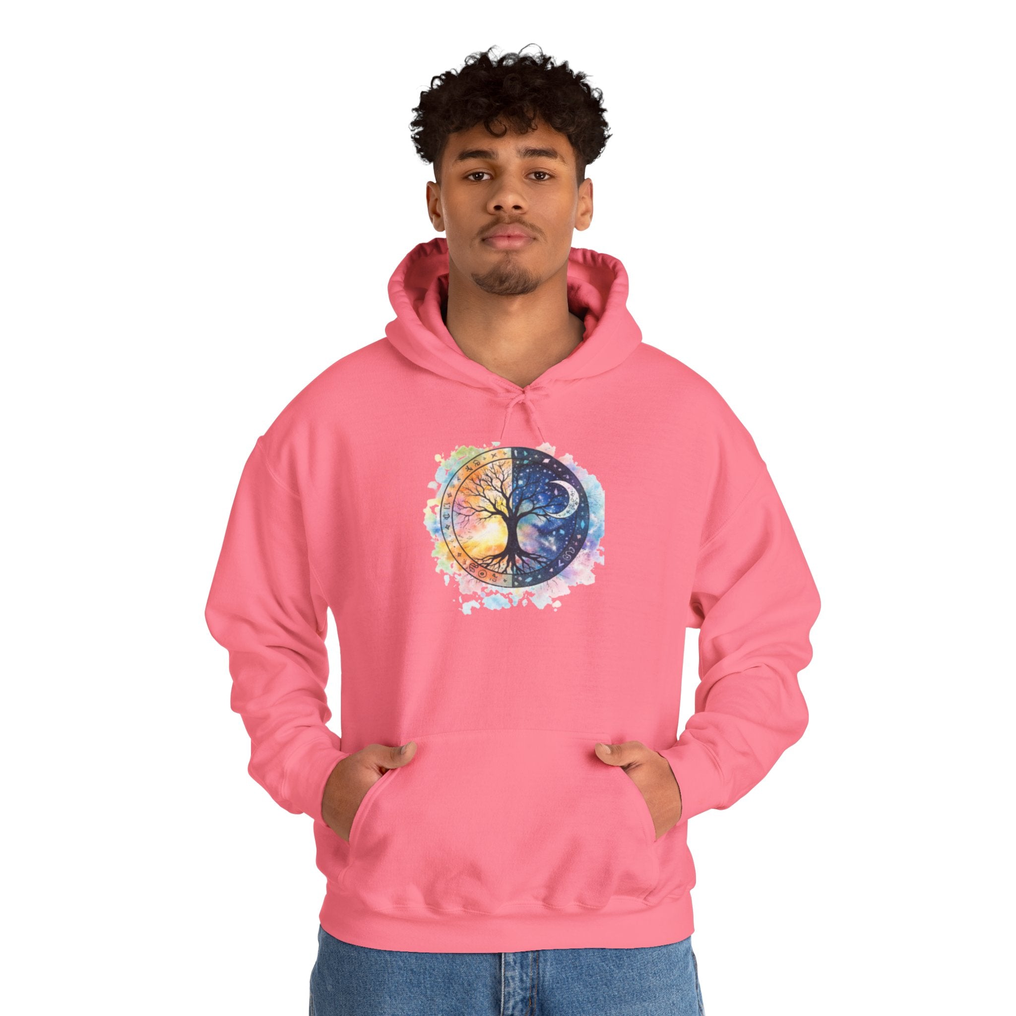 Yin Yang Tree Of Life Hoodie — Colorful Sun & Moon Spiritual Pullover