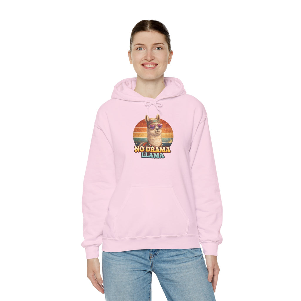 No Drama Llama Hoodie – Retro Sunset Graphic Pullover