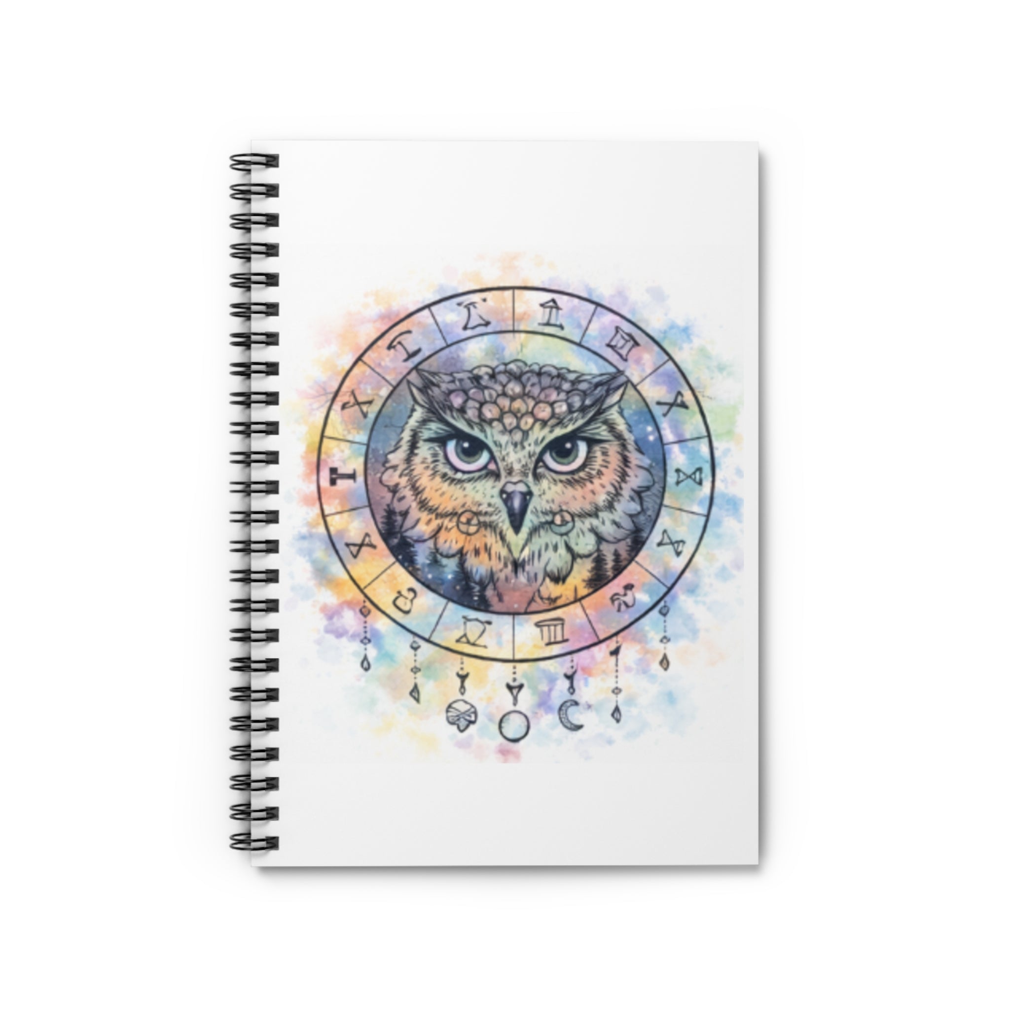 Owl Zodiac Dreamcatcher Spiral Notebook — Ruled Journal for Astrology Lovers