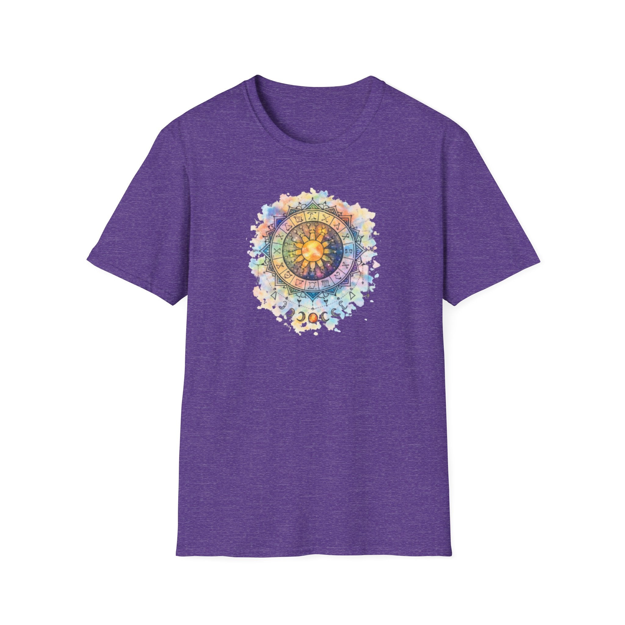 Sun & Moon Zodiac T-Shirt — Watercolor Astrological Mandala Tee