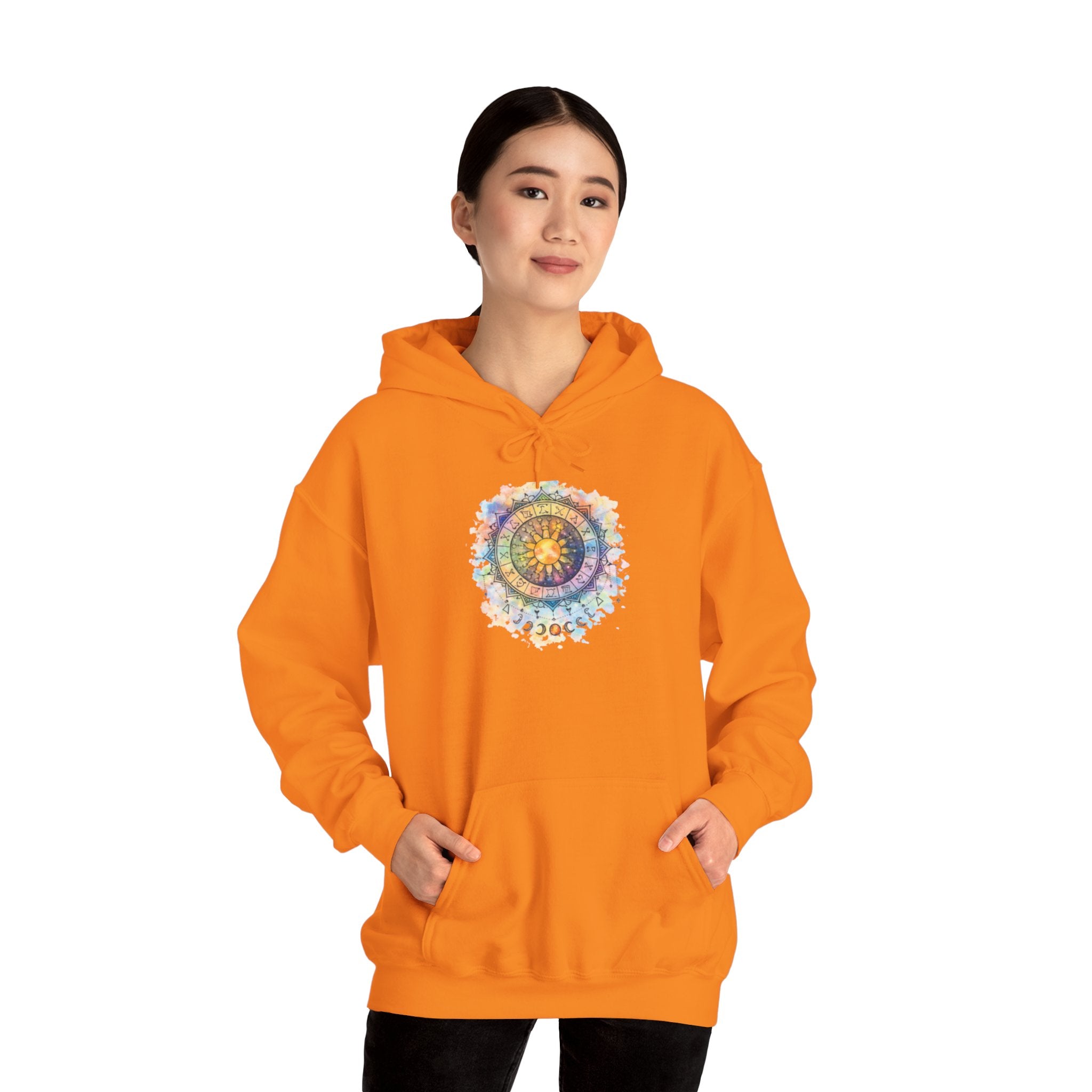 Astrology Compass Hoodie — Boho Tie-Dye Mandala Graphic