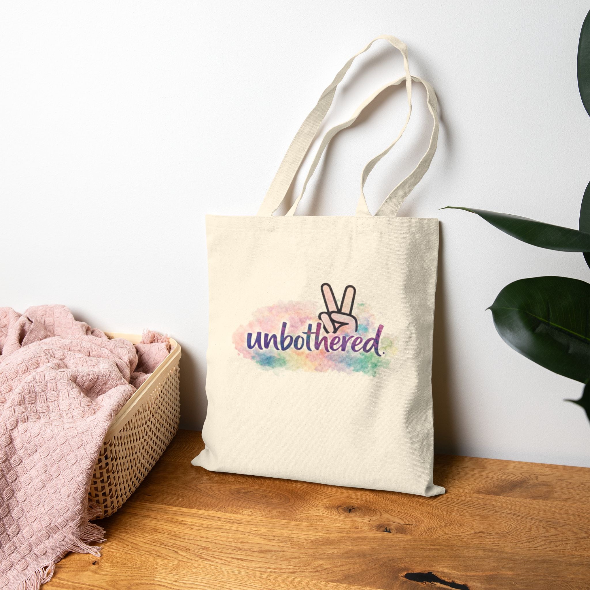 Unbothered Peace Sign Canvas Tote — Cotton Grocery & Everyday Bag