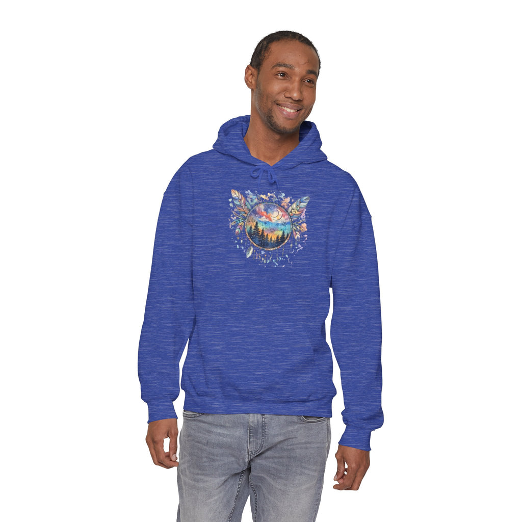 Nature Dreamcatcher Hoodie — Colorful Mountain Sunset Graphic