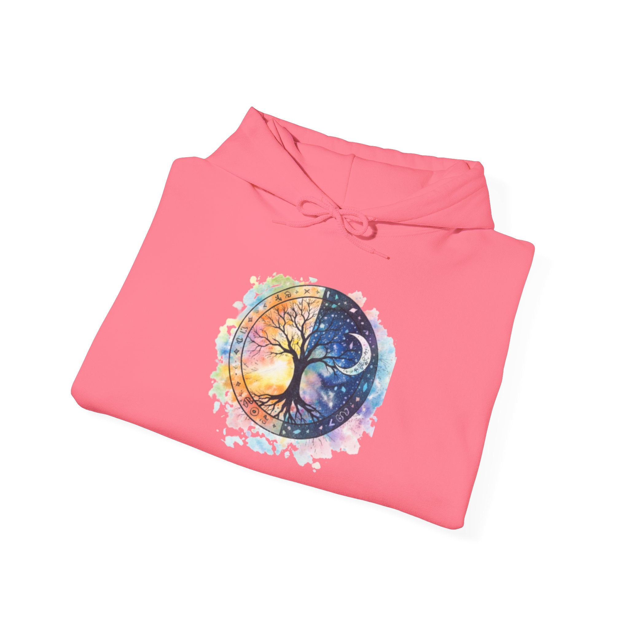 Yin Yang Tree Of Life Hoodie — Colorful Sun & Moon Spiritual Pullover