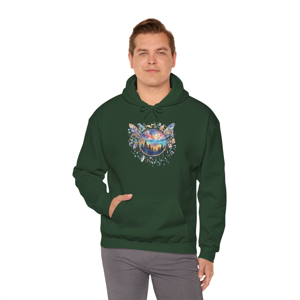 Nature Dreamcatcher Hoodie — Colorful Mountain Sunset Graphic