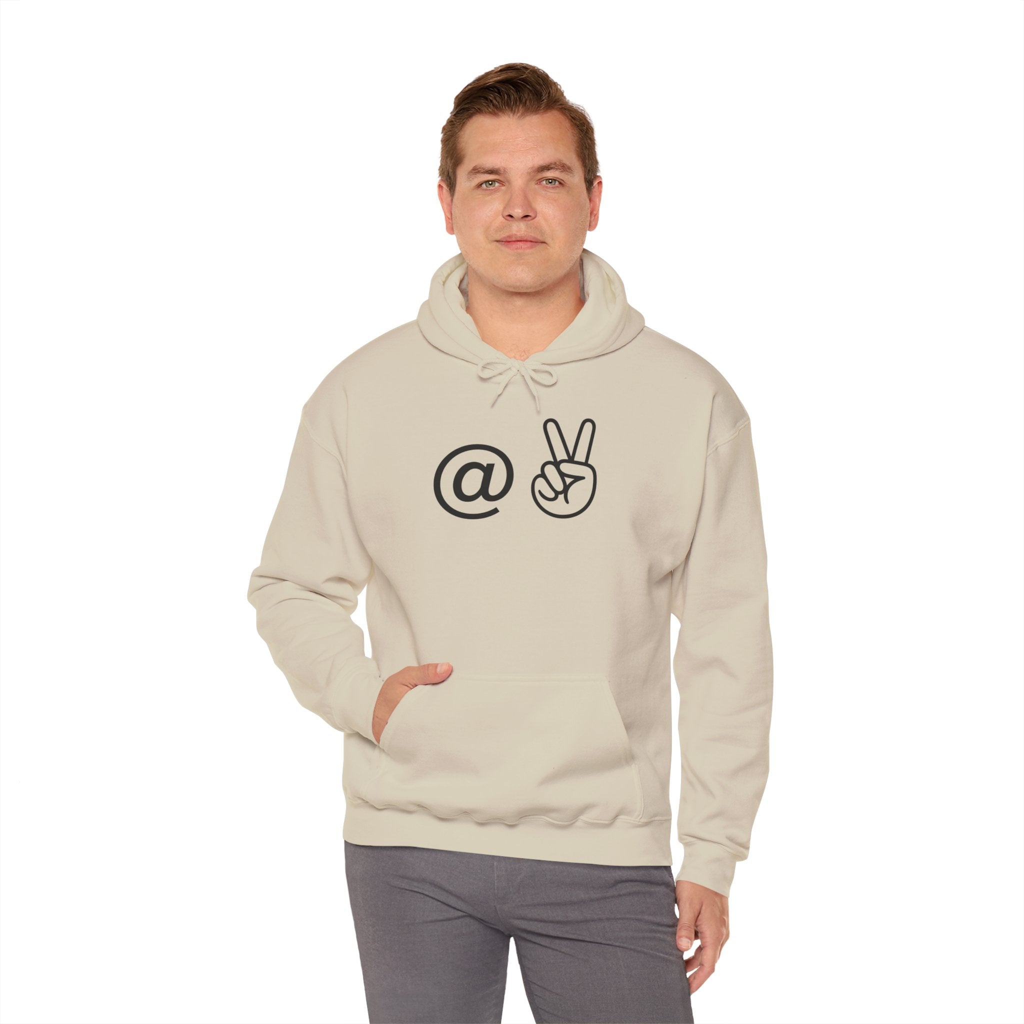 At Peace Minimal Hand Graphic Hoodie — Peaceful Vibes Unisex Hoodie