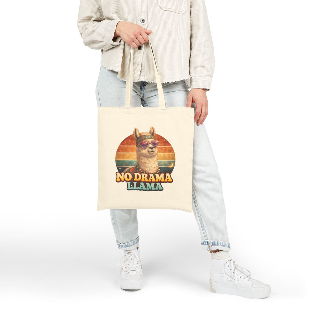 No Drama Llama Canvas Tote Bag – Vintage Retro Alpaca Shopper