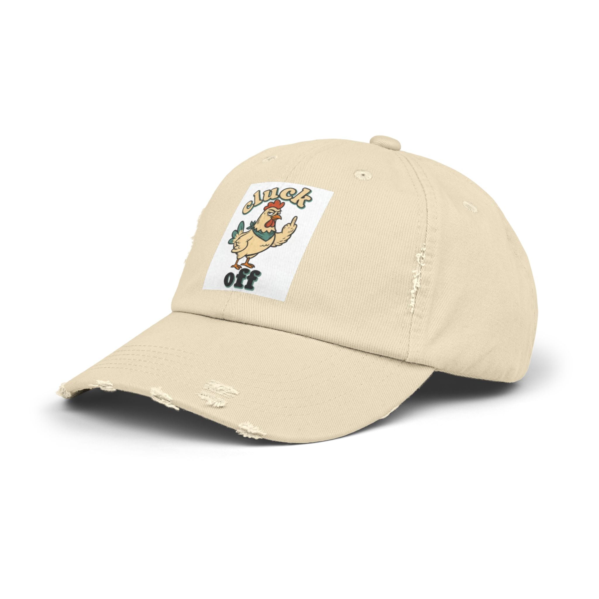 Cluck Off' Retro Rooster Distressed Hat
