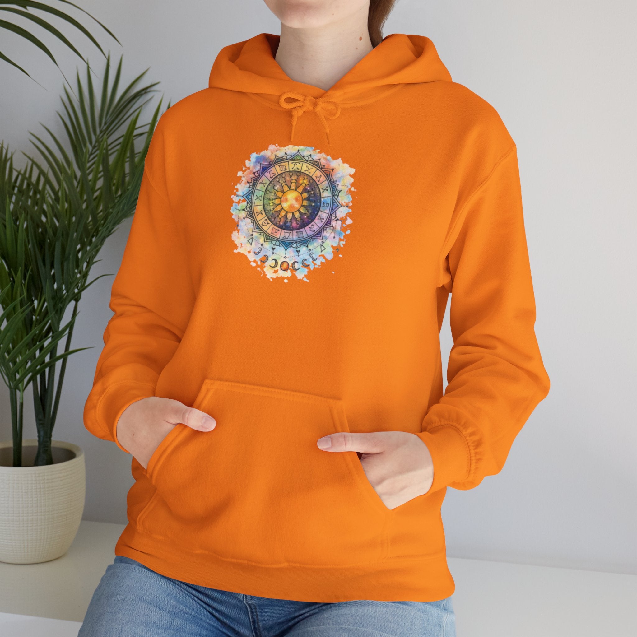 Astrology Compass Hoodie — Boho Tie-Dye Mandala Graphic