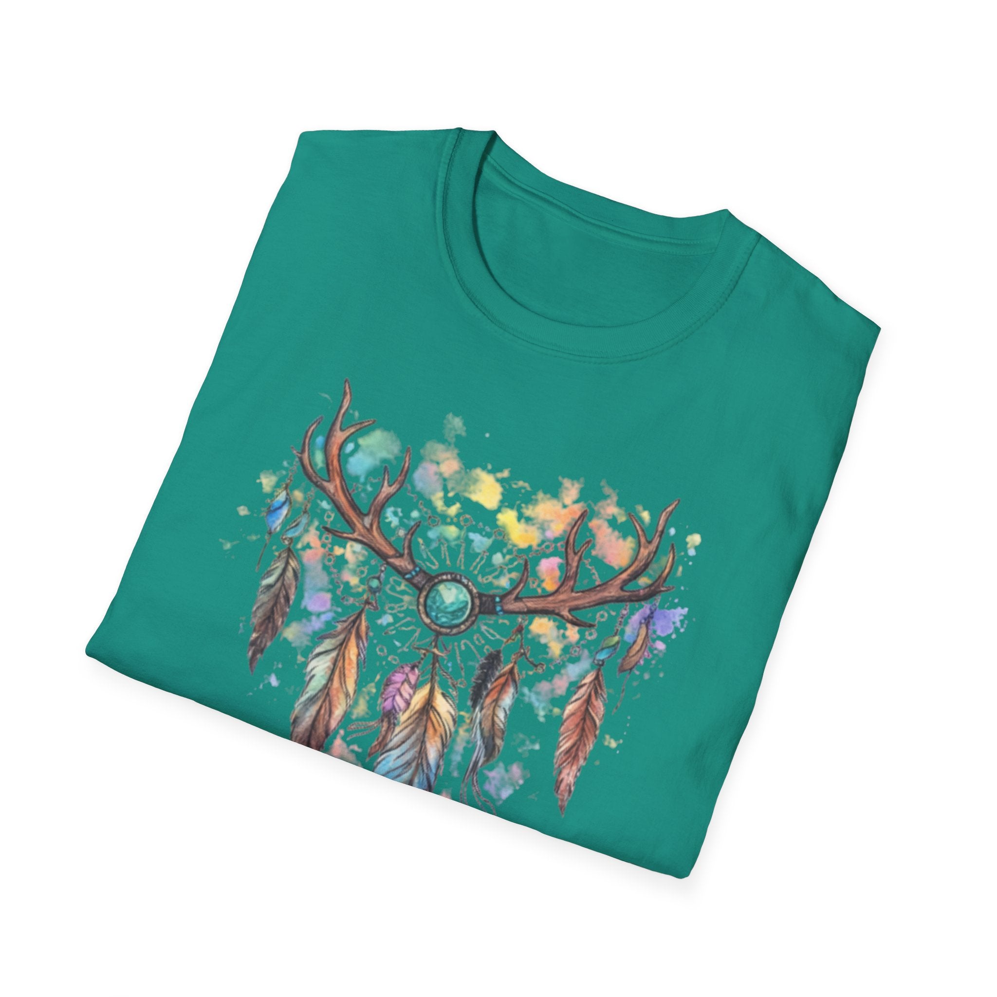 Boho Antler Dreamcatcher Watercolor T-Shirt