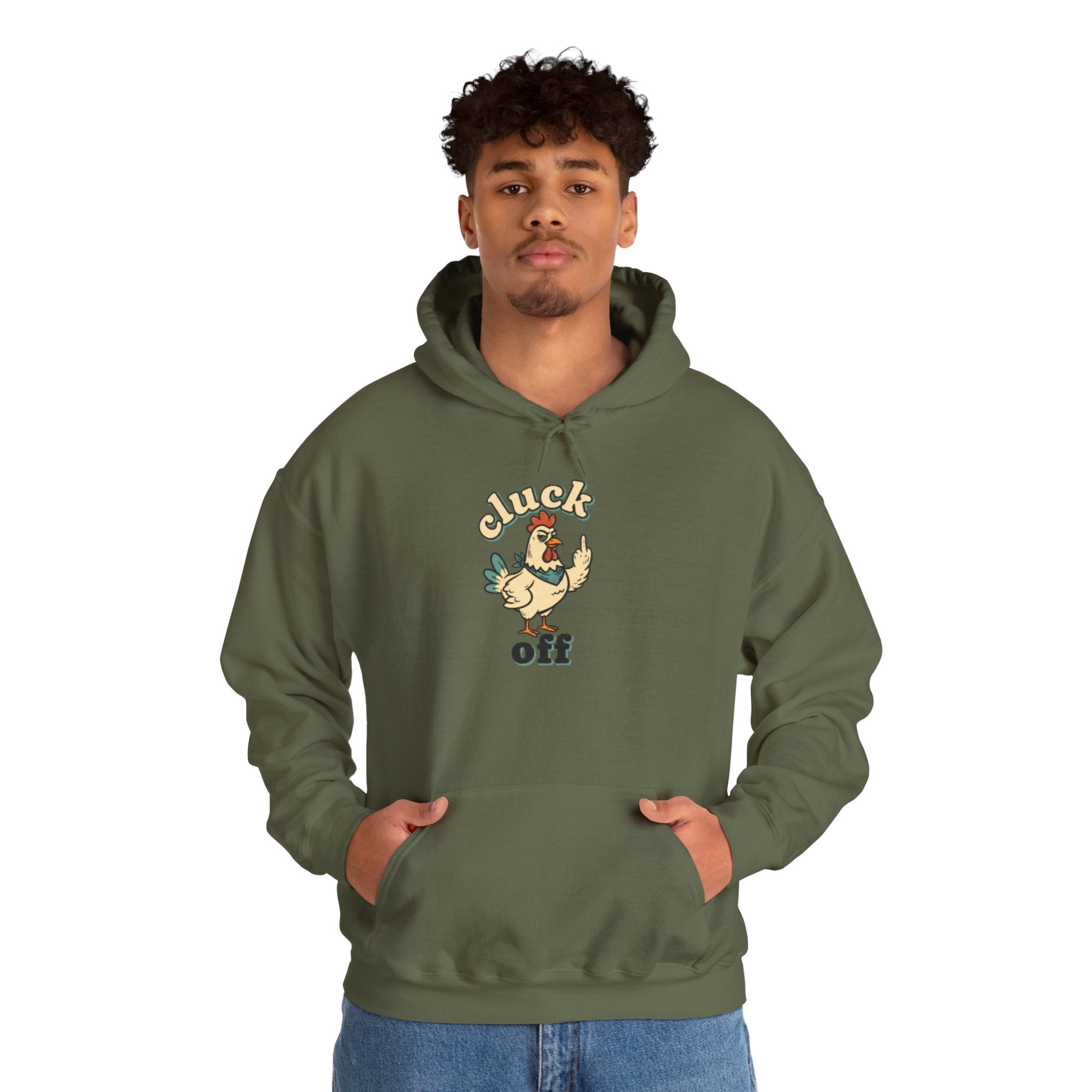 'Cluck Off' Chicken Hoodie – Funny Retro Farm Animal Pullover