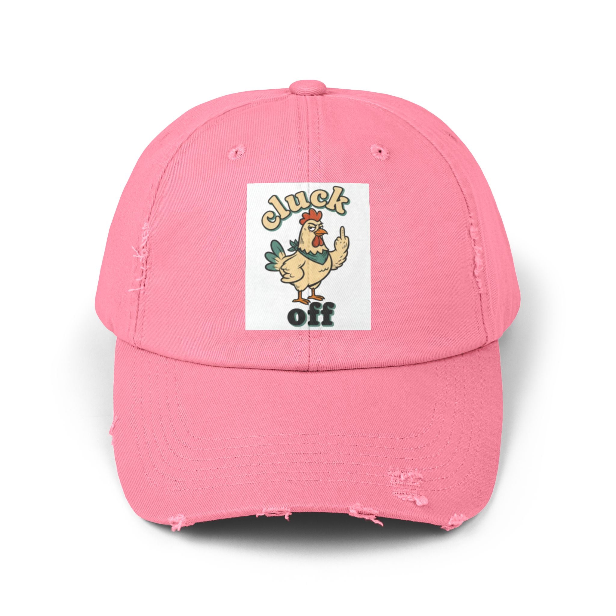 Cluck Off' Retro Rooster Distressed Hat