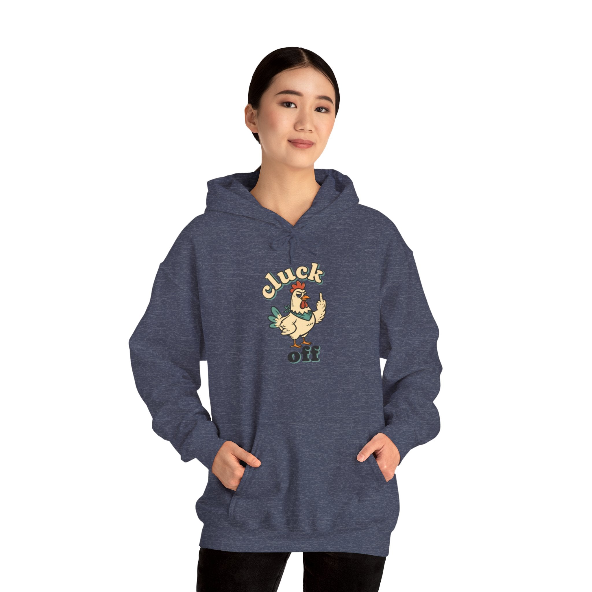 'Cluck Off' Chicken Hoodie – Funny Retro Farm Animal Pullover