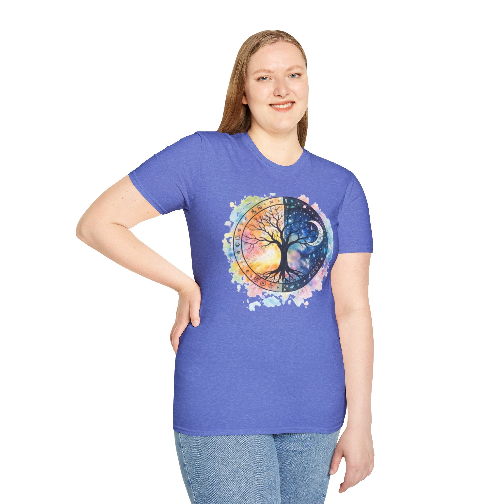 Tree of Life Yin Yang T-Shirt — Watercolor Sun & Moon Graphic Tee