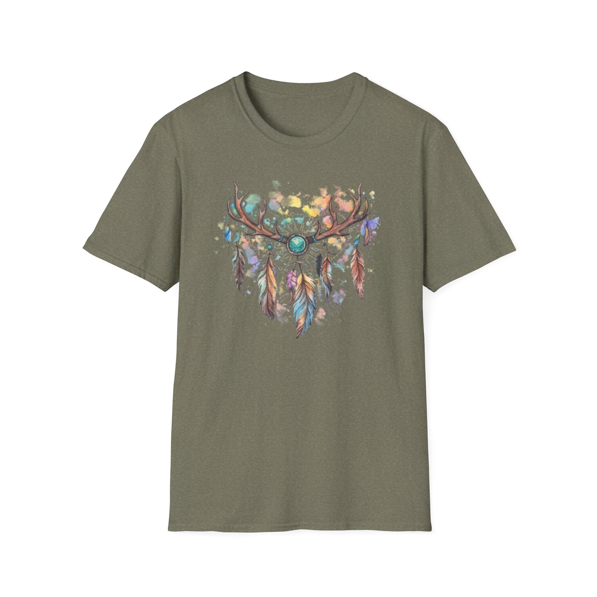 Boho Antler Dreamcatcher Watercolor T-Shirt