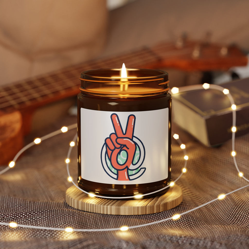 Peace Sign Soy Candle — Amber Jar Scented Candle (Multi-Size)