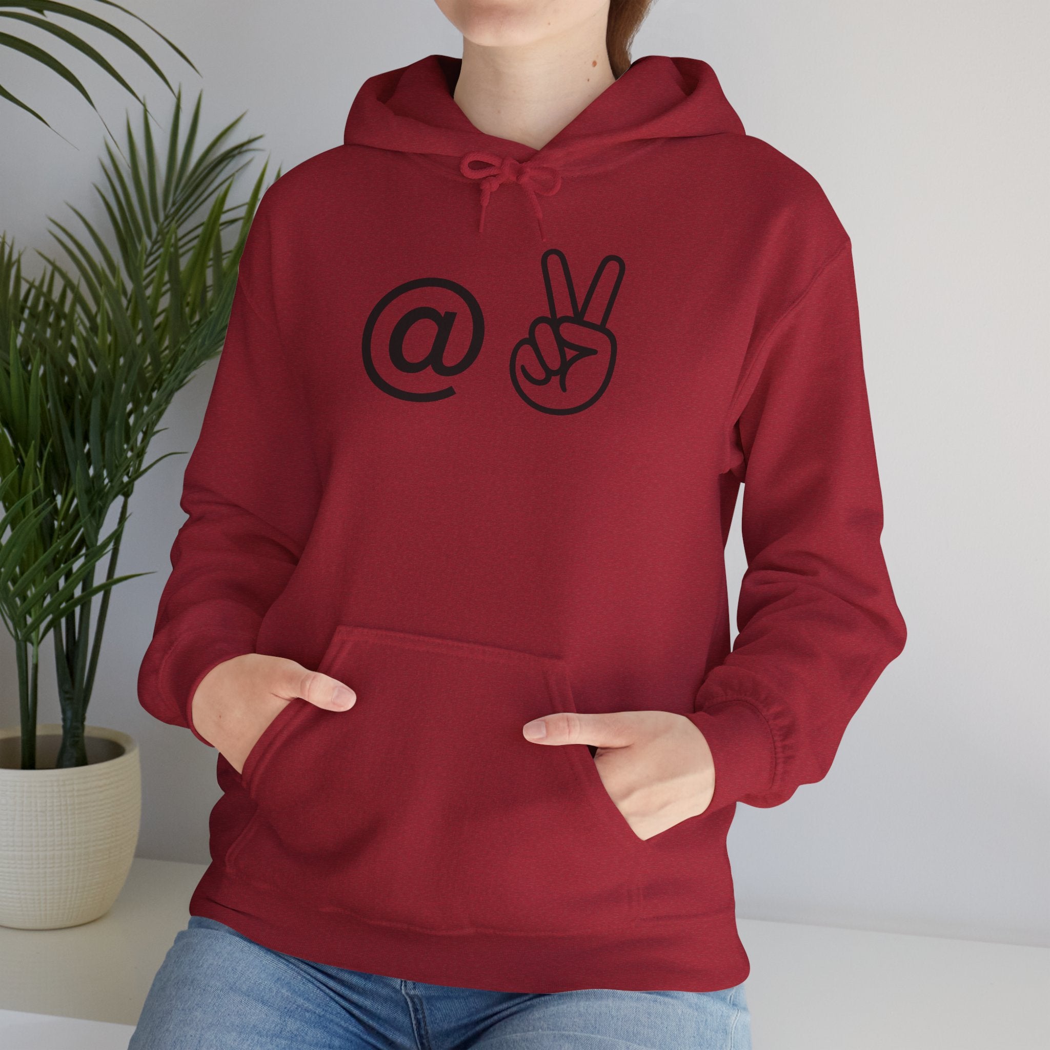 At Peace Minimal Hand Graphic Hoodie — Peaceful Vibes Unisex Hoodie