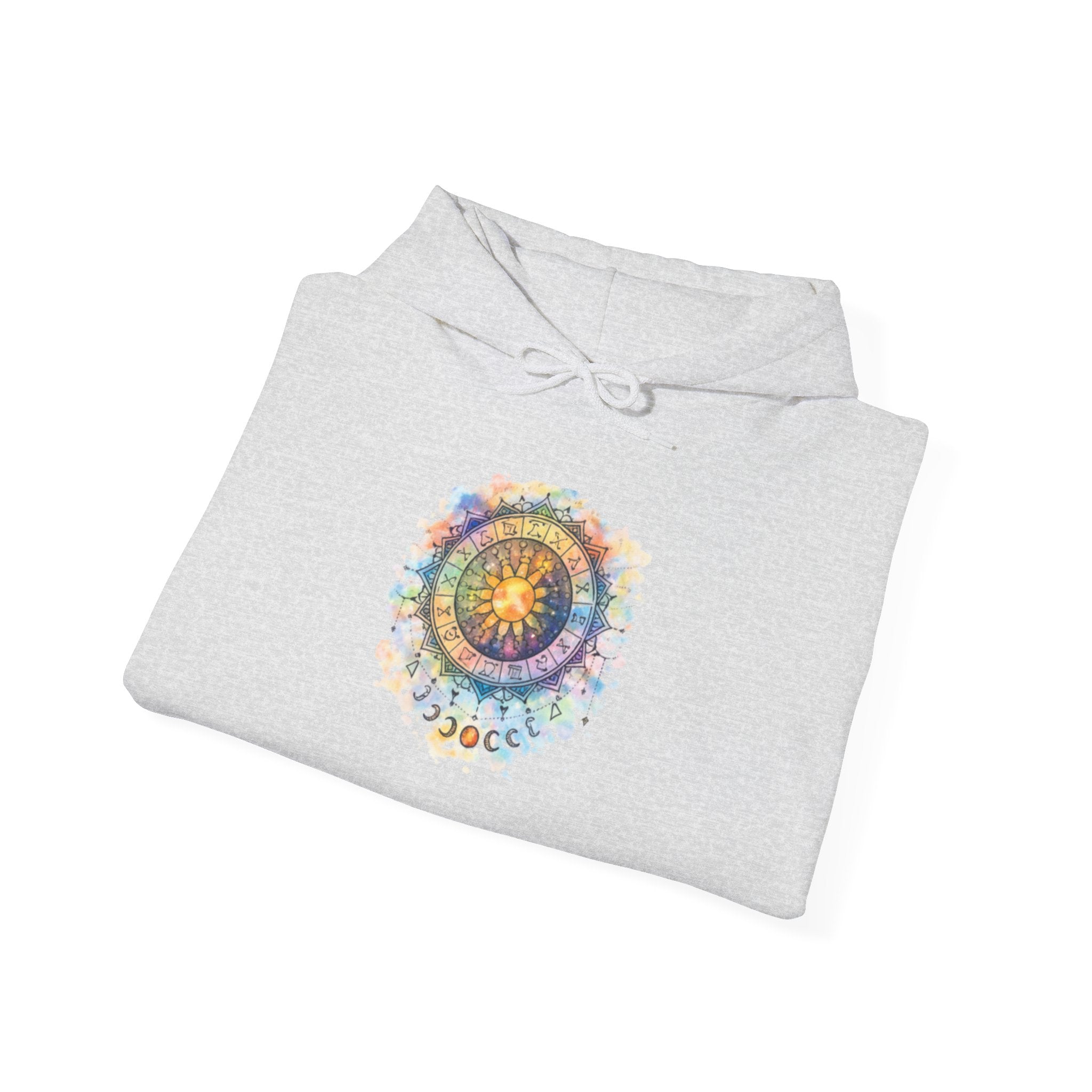 Astrology Compass Hoodie — Boho Tie-Dye Mandala Graphic